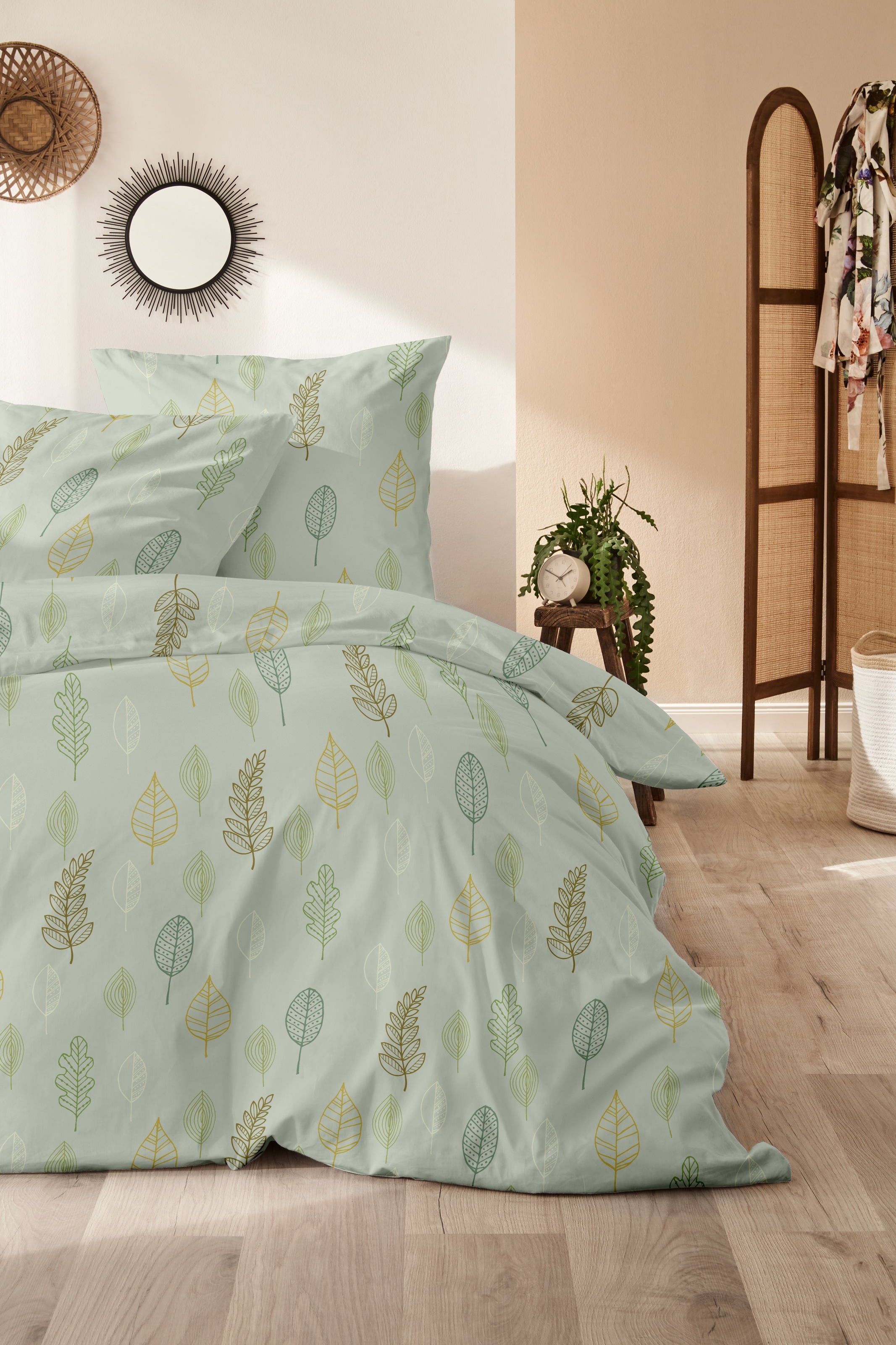 Primera Bettwäsche »Biber-Bettwäsche Autum Leaf« 2 Stk. tlg. mit floralen Motiven