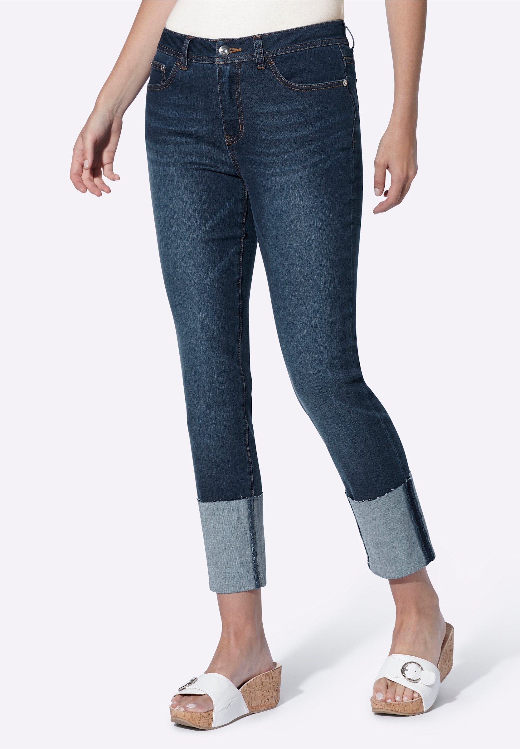 heine 5-Pocket-Hose »7/8-Hose 7/8-Jeans mit hohem Beinaufschlag«