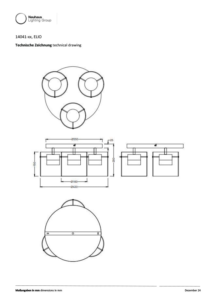 JUST LIGHT LED Deckenleuchte »ELIO« LED-Board 1 Stk. Warmweiß 3-Stufen Dimmer, Switchmo