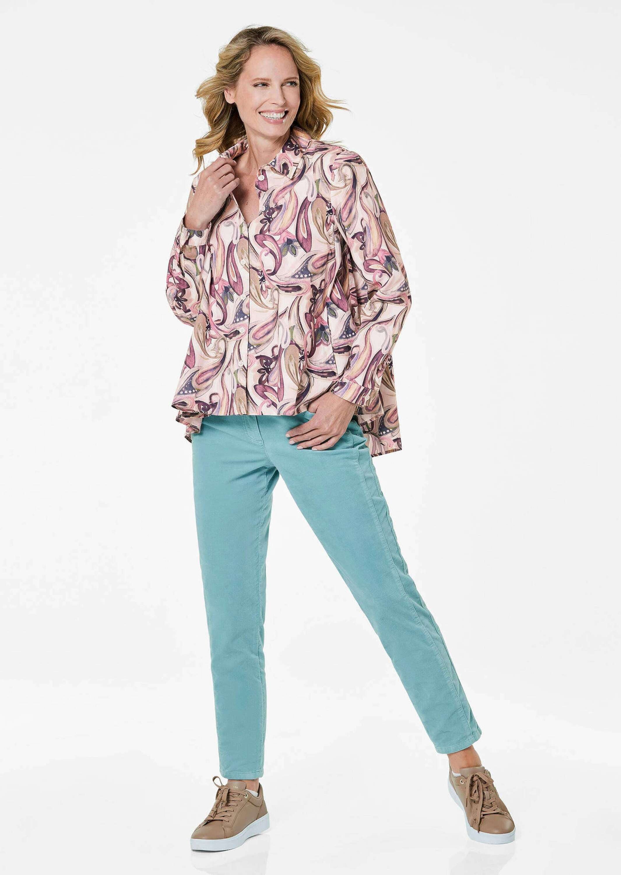 GOLDNER Hemdbluse »Kurzgröße Blusenshirt mit Paisley-Muster« Paisley-Muster