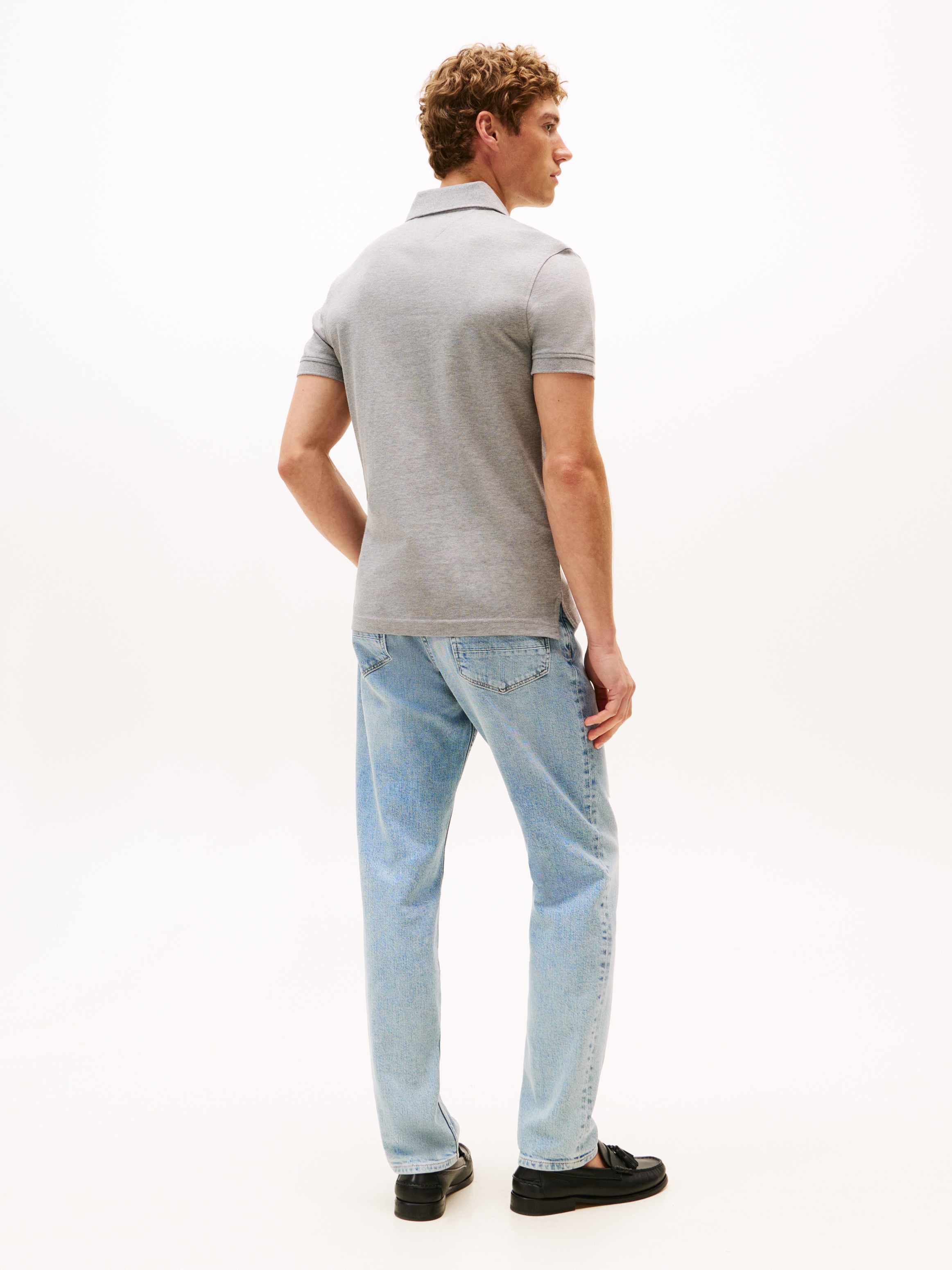 Tommy Hilfiger Poloshirt »1985 SLIM POLO mit Piqué-Struktur und Stickerei« meliert, casual, slim fit, Baumwollmix, Polokragen
