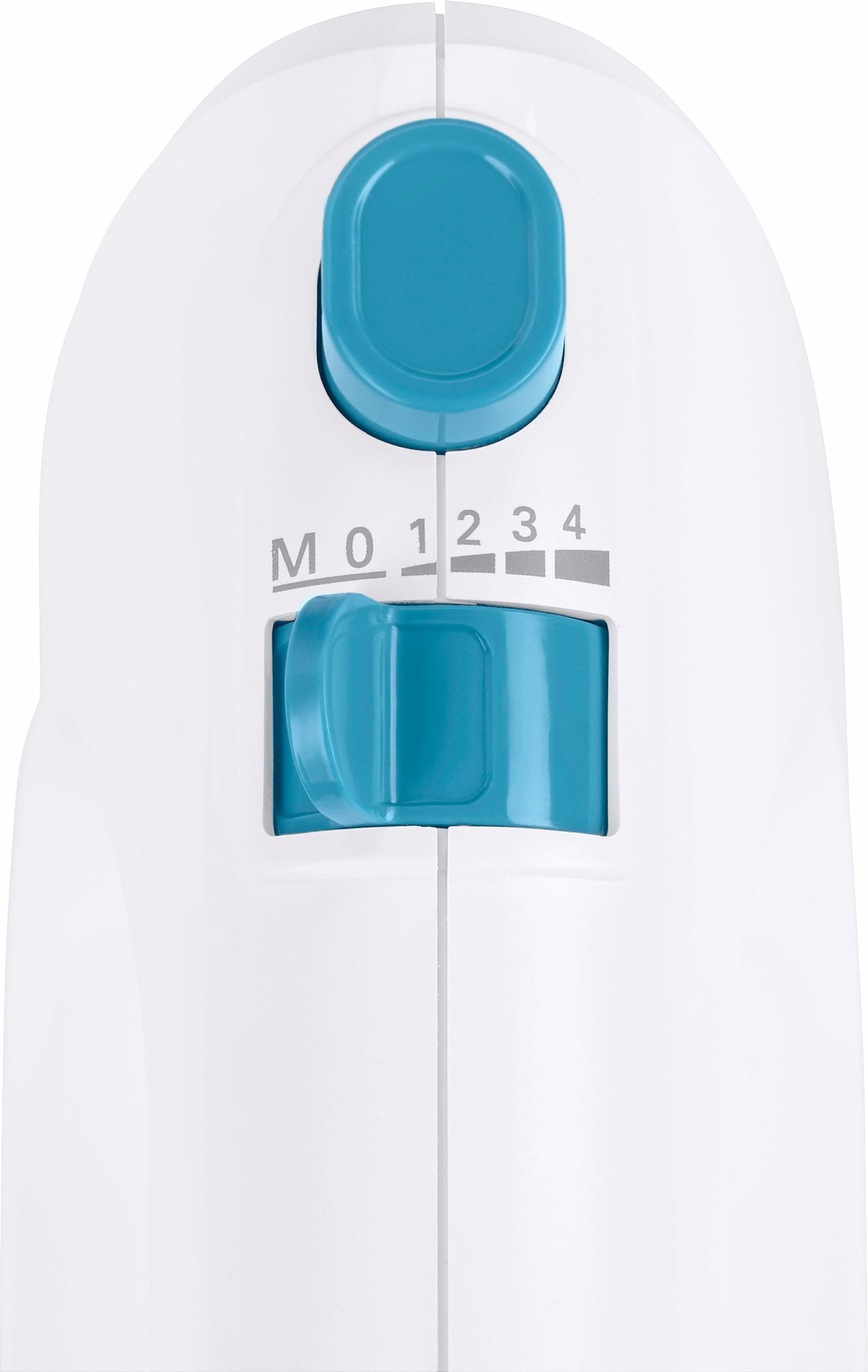 BOSCH Handmixer »CleverMixx MFQ2210D, Edelst. Rührbesen/Knethaken, 4 Stufen, weiß/blau«, 375 W, Auswurftaste, leichtes Gehäuse, Made in Europe