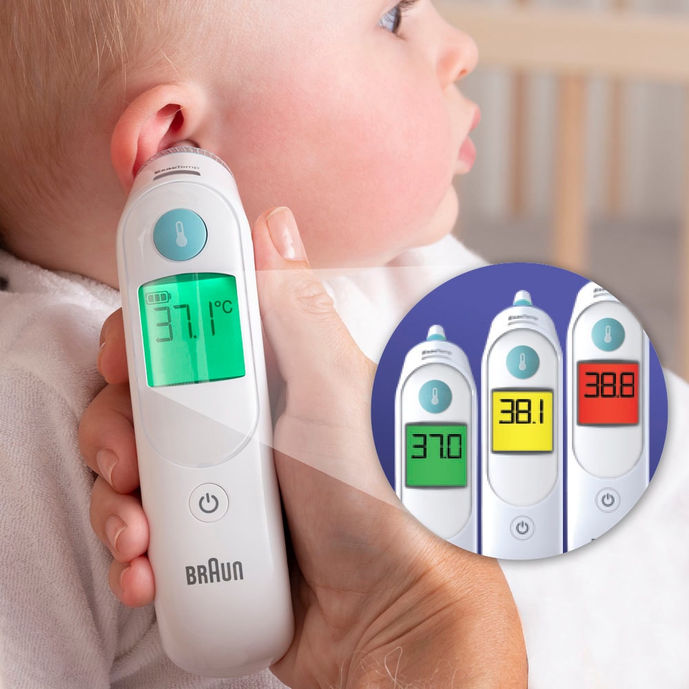 Braun Ohr-Fieberthermometer »ThermoScan® 6 Ohrthermometer IRT6515«, Inklusive 21 Einweg Schutzkappen