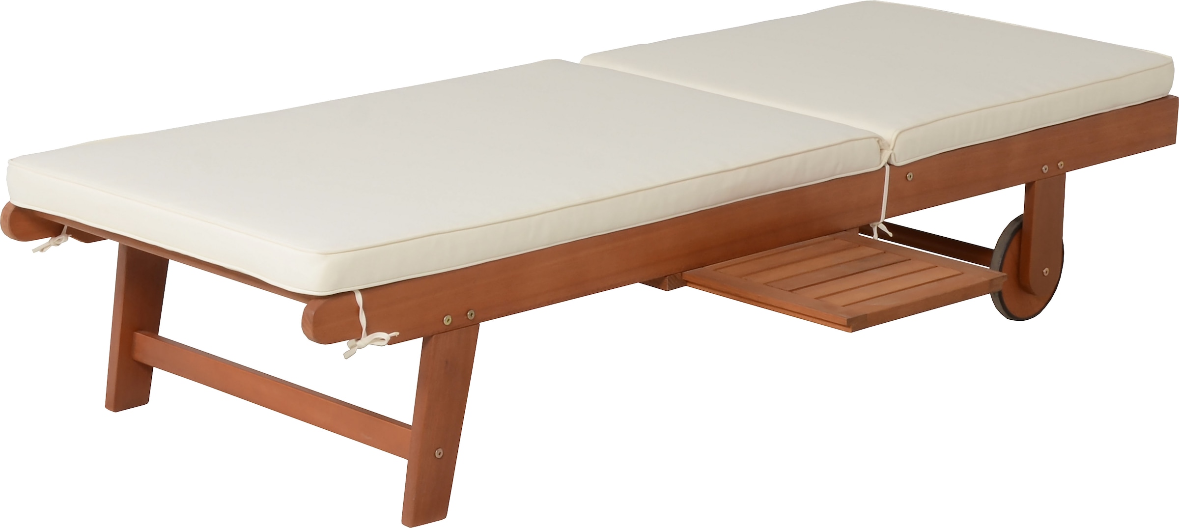 Garden Pleasure Gartenliege »Sonnenliege »SAN DIEGO«, beige« Eukalyptusholz, verstellbare Rückenlehne, L: 183 cm