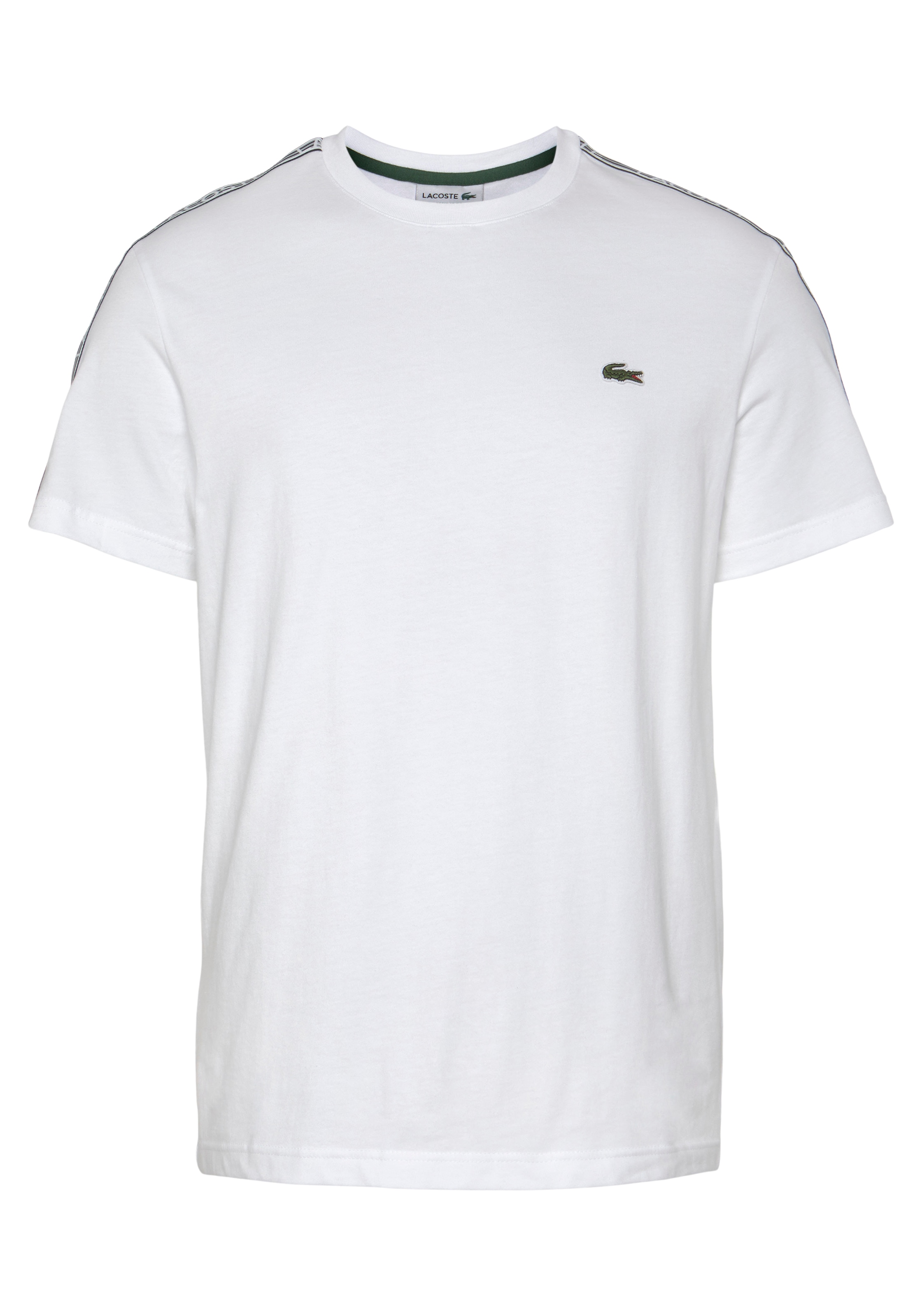 an bei online mit T-Shirt, beschriftetem Lacoste den Kontrastband Schultern bestellen OTTO