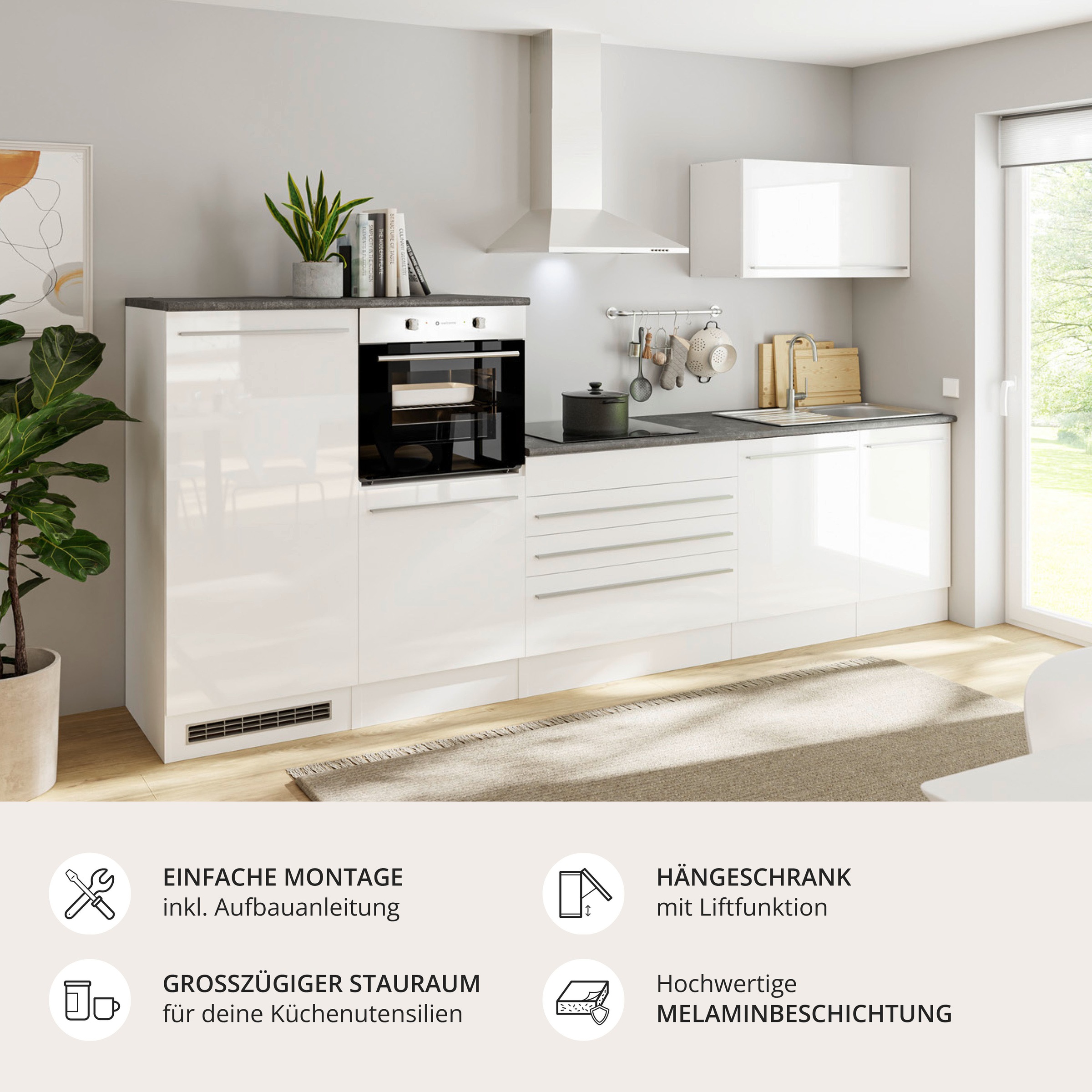 BASIC by Balculina Küchenzeile »Jazz« Breite 320 cm, wahlweise mit E-Geräten