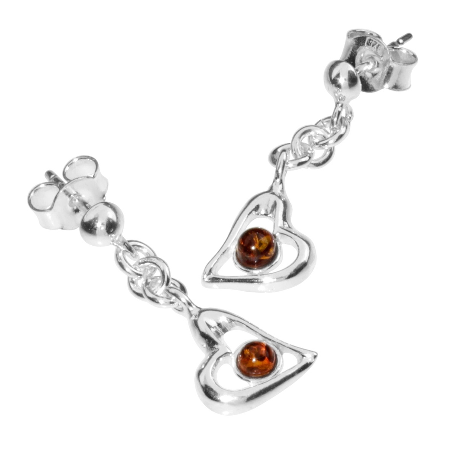 OSTSEE-SCHMUCK Paar Ohrhänger »- Herz - Silber 925/000 - Bernstein«