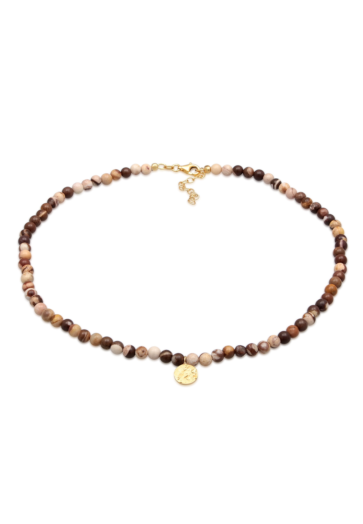 Elli Premium Silberkette »Halskette Jasper Edelstein Perlen Plättchen 925 Silber vergoldet«