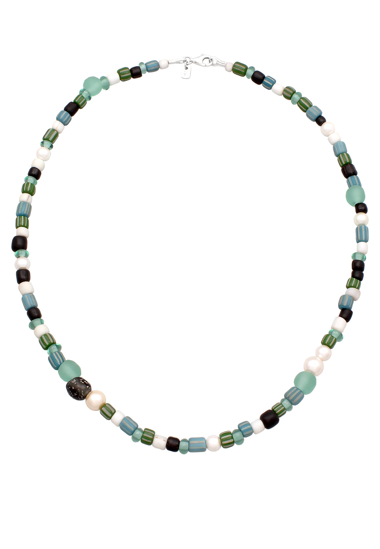 Kuzzoi Silberkette »Halskette Glas Beads Muschelkernperlen Weiß 925 Sterling Silber«
