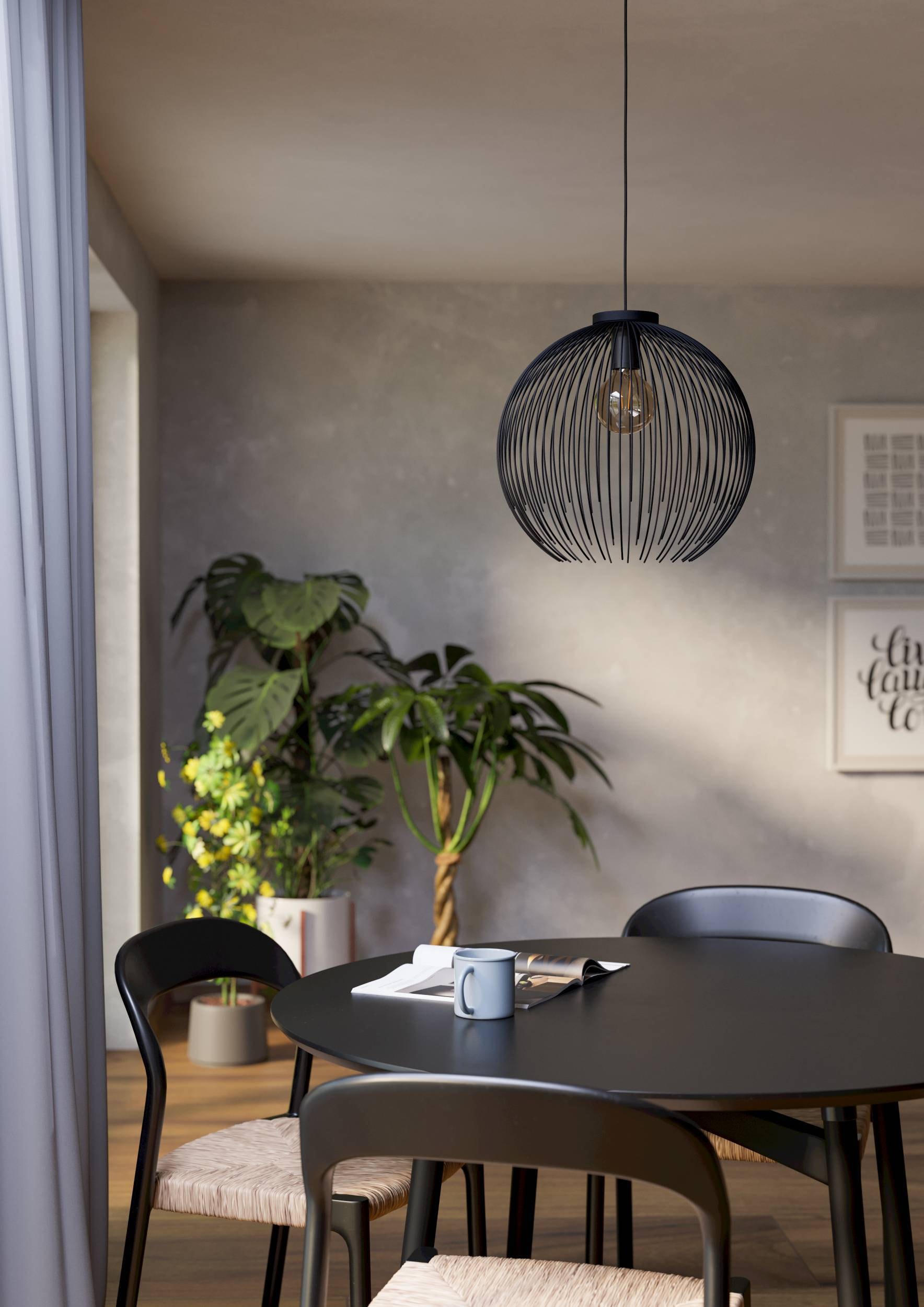 EGLO Hängeleuchte »Venezuela Hängelampe, Pendelleuchte, Esszimmerlampe, Metall, E27« E27 1 Stk. Hängeleuchte - H110 x Ø40 cm - schwarz - 1X40W exkl.