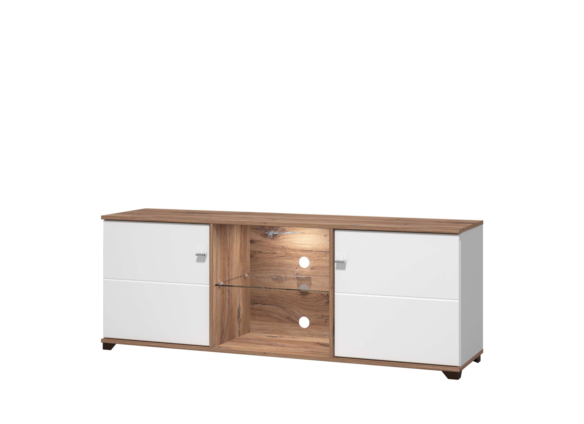 INOSIGN TV-Board »Burgundy Lowboard, TV-Schrank, TV-Ständer, Hochglanzfonten«, Hochglanzfronten und eine Innenausstattung in Flagstaff Eiche
