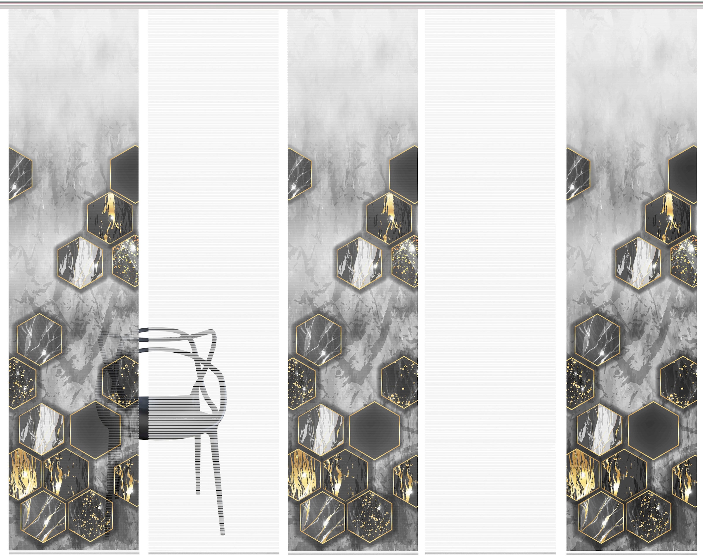 Vision S Schiebegardine »LAYON 5er SET« Paneelwagen 5 Stk. tlg. Schiebevorhang Digidruck 5er Set LAYON