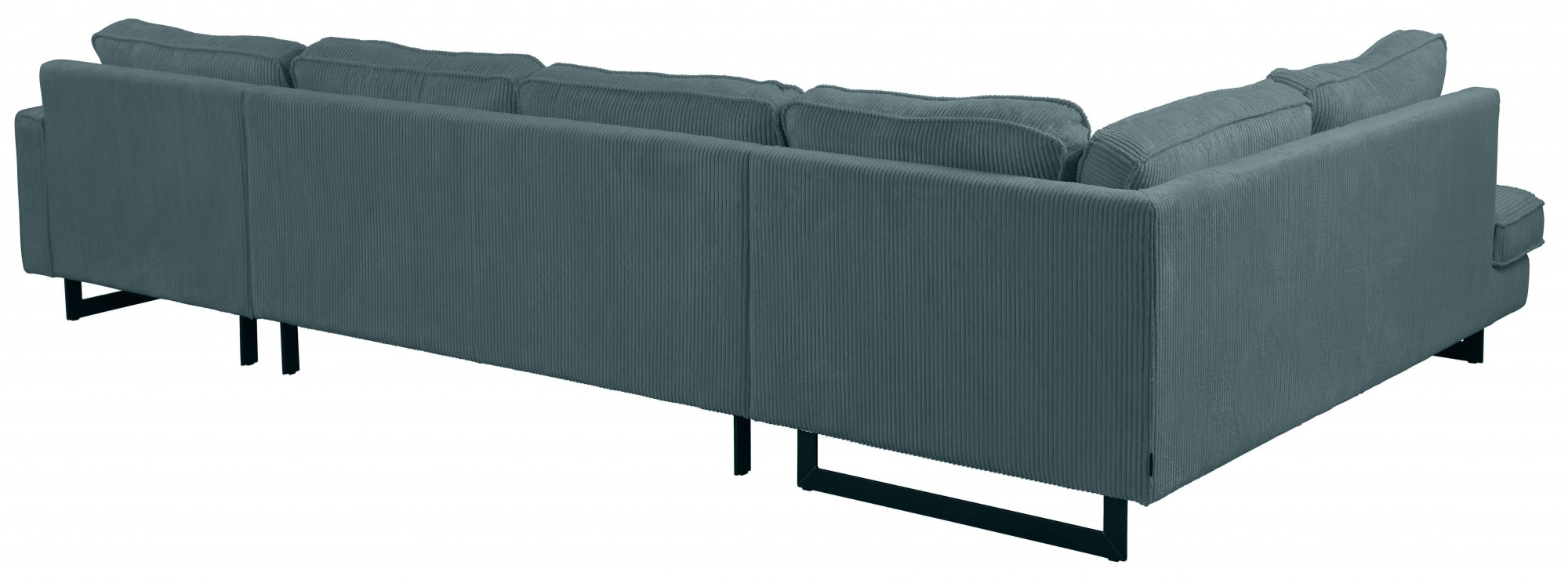 Home affaire Wohnlandschaft »Pinto, 350 cm, U-Form, XXL, mit Ottomanen« Cord, Chenille, Lederoptik, mit Keder, Metallfüße, Wellenunterfederung