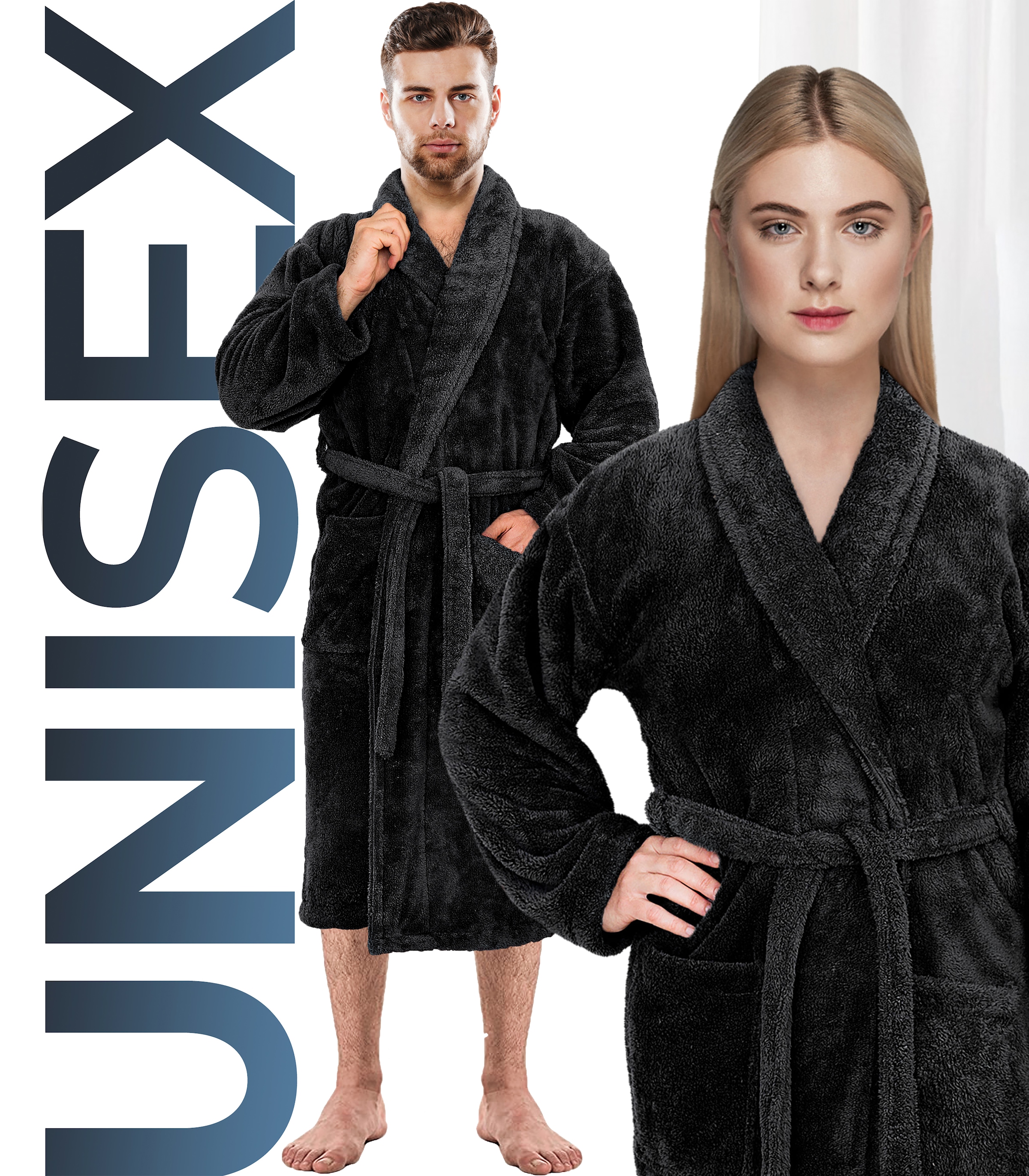 HAMMETEX Bademantel »Bademantel unisex, ultraweicher & flauschiger Fleecemantel« Packung,  ideal für Sauna & Spa, Hotelbademantel, Morgenmantel