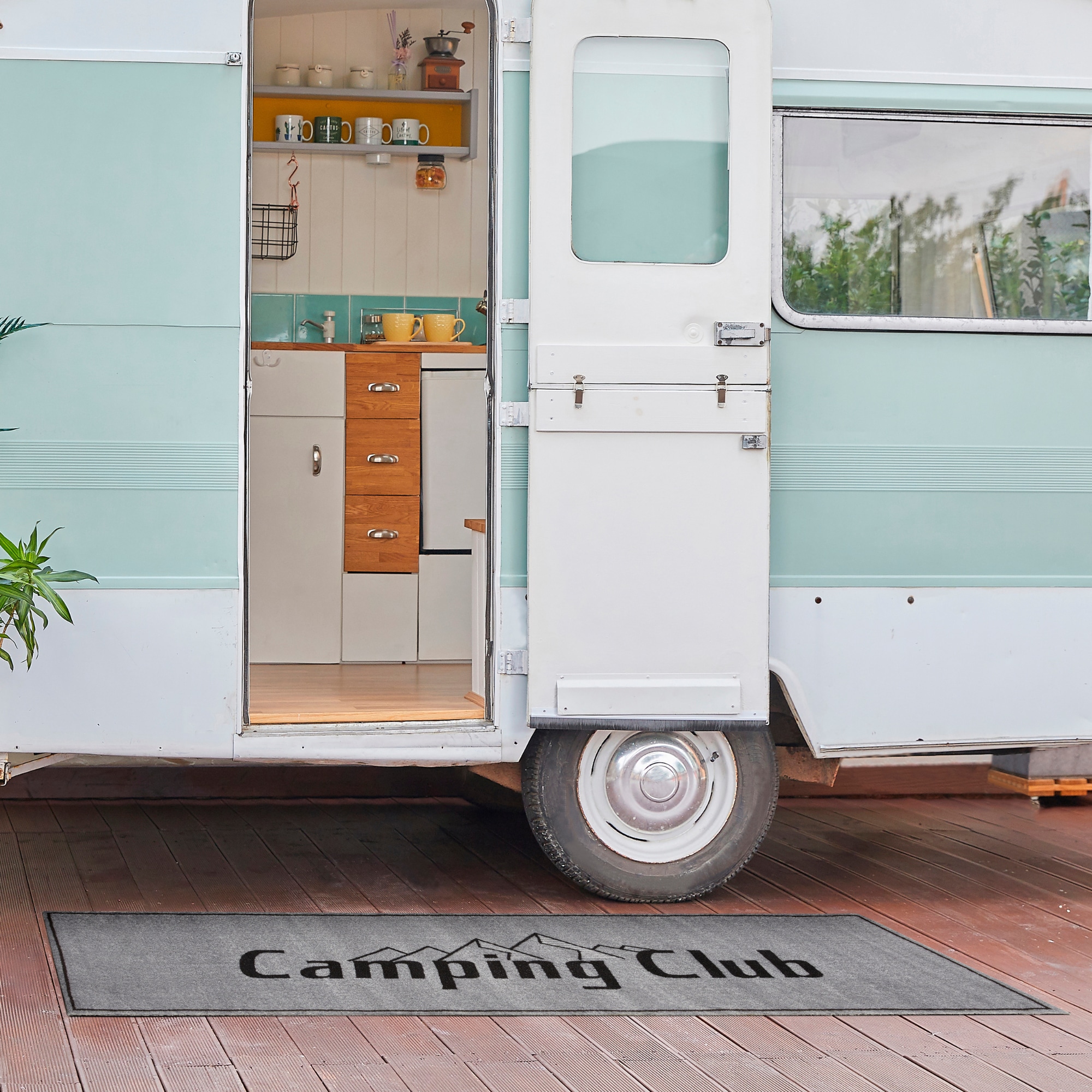 my home Läufer »Camping«, rechteckig, 8,5 mm Höhe, mit Schriftzug, ideal für Camper & Wohnwagen, In- und Outdoor geeignet