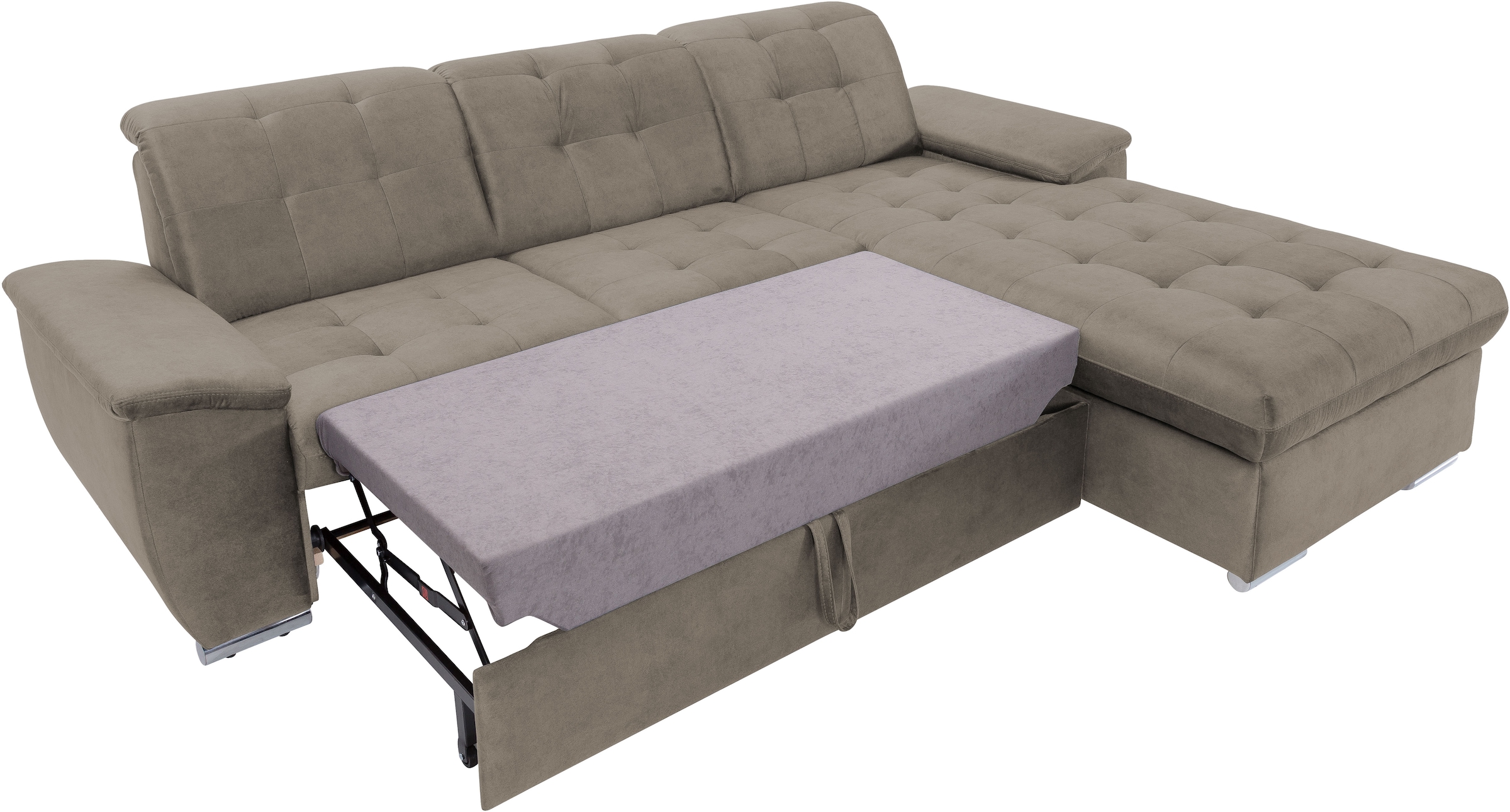 exxpo - sofa fashion Ecksofa »Derby Inkl. Kopfteilverstellung, wahlw. Bett & Bettkasten, L-Form«, EXTRA an Komfort zum Relaxen, Entspannen und Wohlfühlen