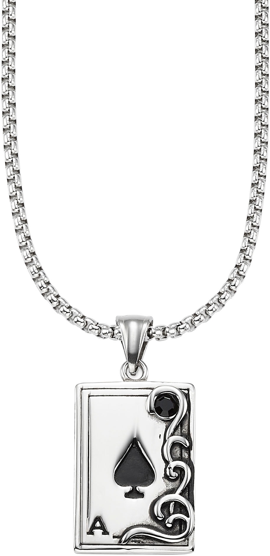 Bruno Banani Kette mit Anhänger »Schmuck« mit Glasstein in schwarz, Größe Länge: 55 Breite: 2,8 mm