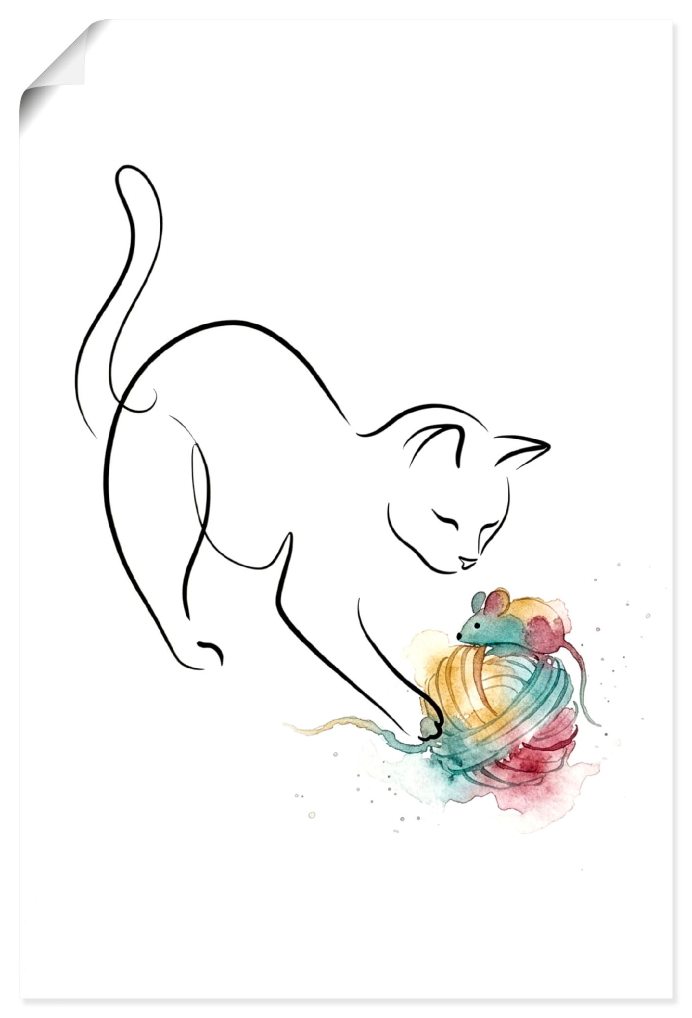 OTTO home Wandbild »Katze mit Spielzeug II« Katzenbilder 1 Stk. tlg. als Poster oder Leinwandbild in versch. Größen