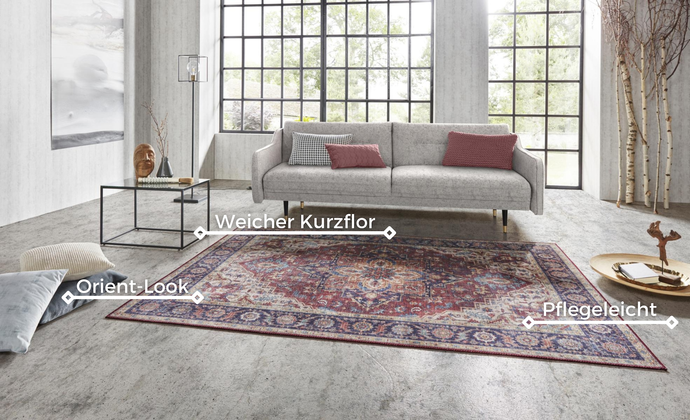 NOURISTAN Teppich »Anthea«, rechteckig, 5 mm Höhe, Orientalisch, Läufer, Vintage, Wohnzimmer, Schlafzimmer, Esszimmer