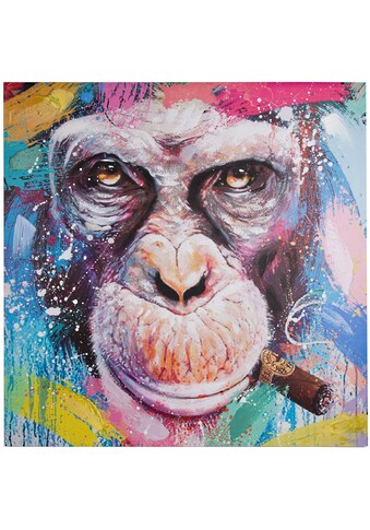 Spiegelprofi GmbH Leinwandbild »RIMBO«, Ape, (1 St.), Gesicht vom Affen mit Zigarre kaufen