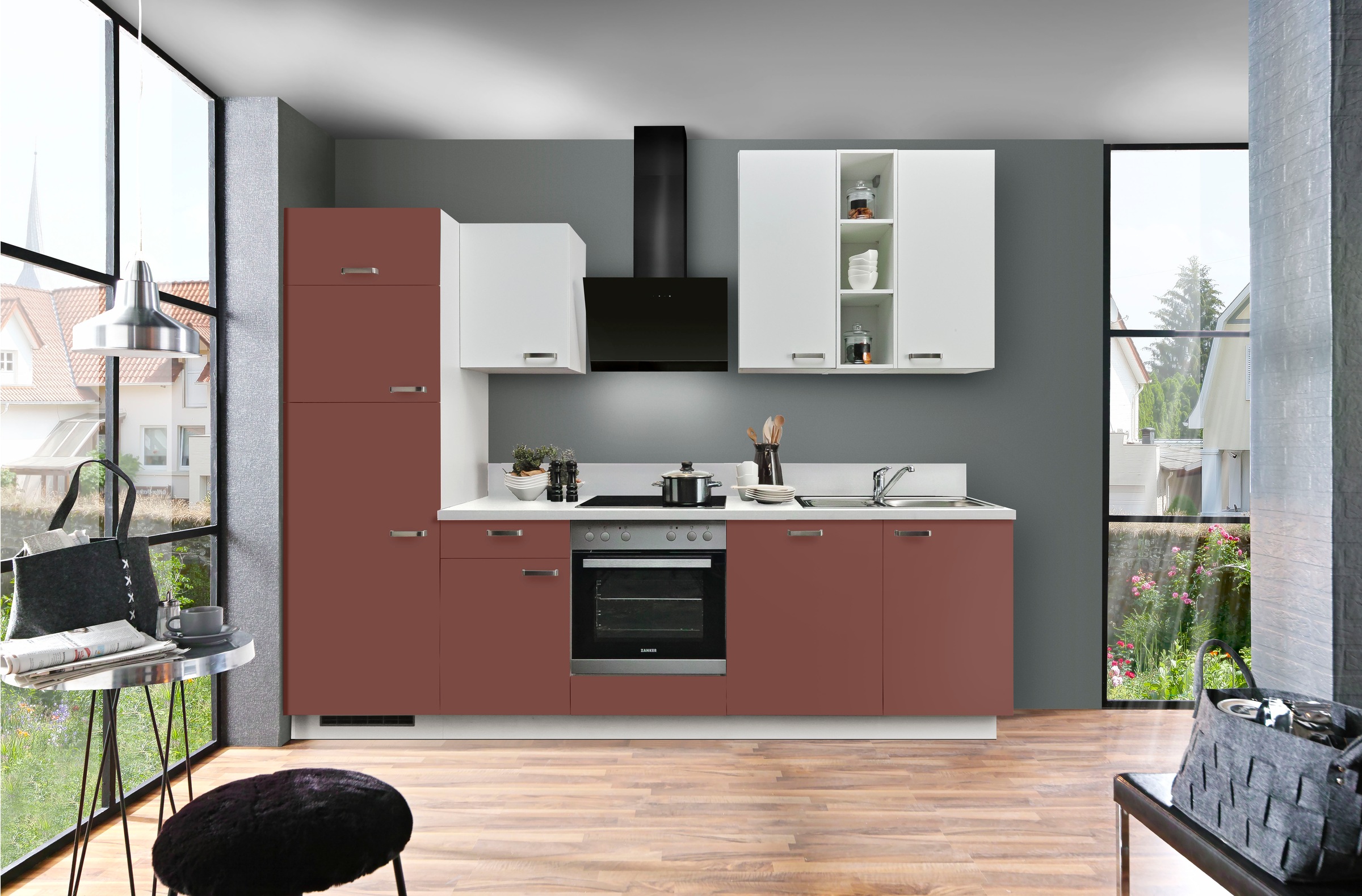 KOCHSTATION Küche »"KS-Bari"«, Soft-Close-Funktion und Vollauszug, vormontiert, Breite 280 cm, inkl. E-Geräte 