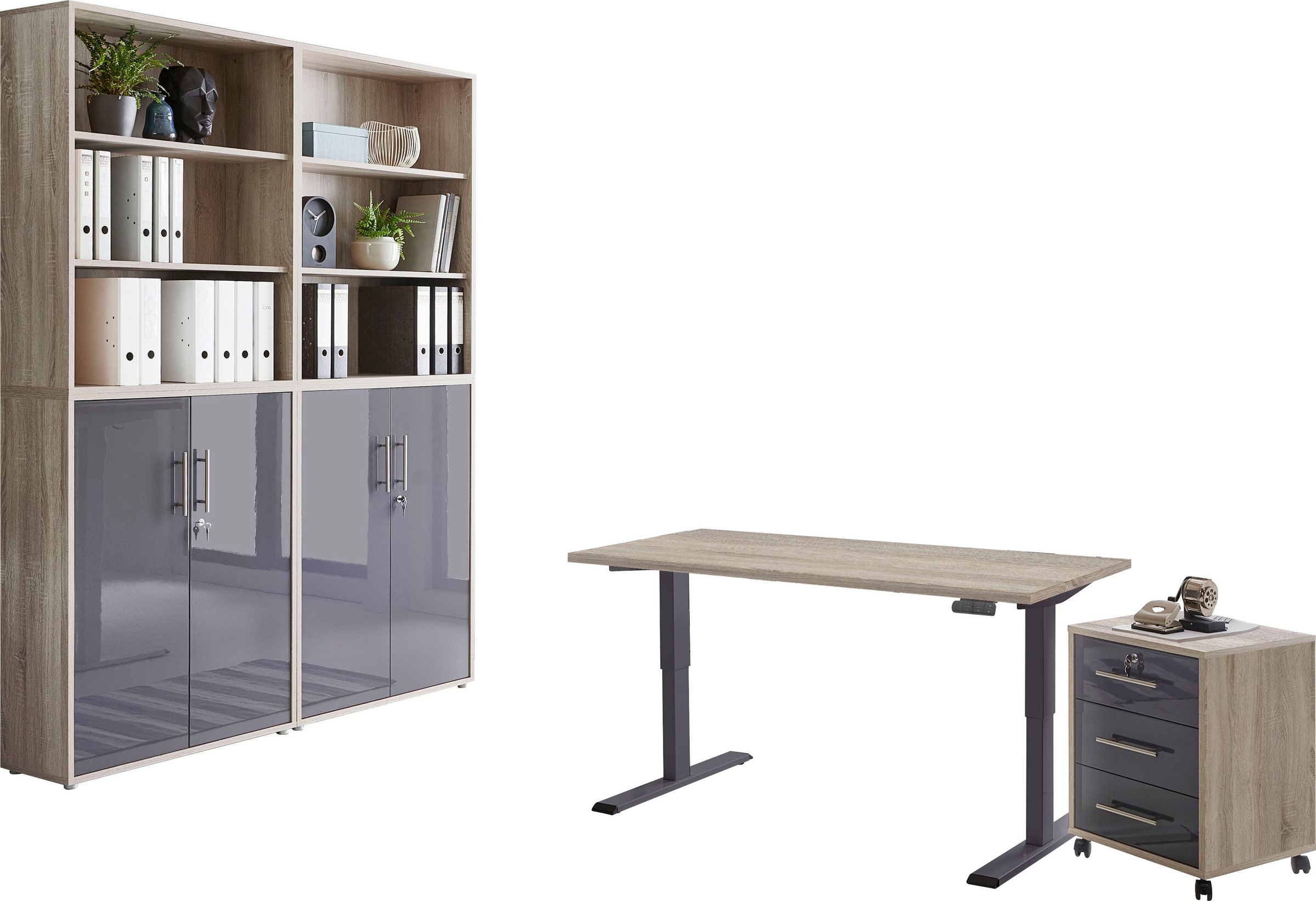 BMG Möbel Büromöbel-Set »Tabor«, (Set, 6 St.), mit elektrisch  höhenverstellbarem Schreibtisch im OTTO Online Shop