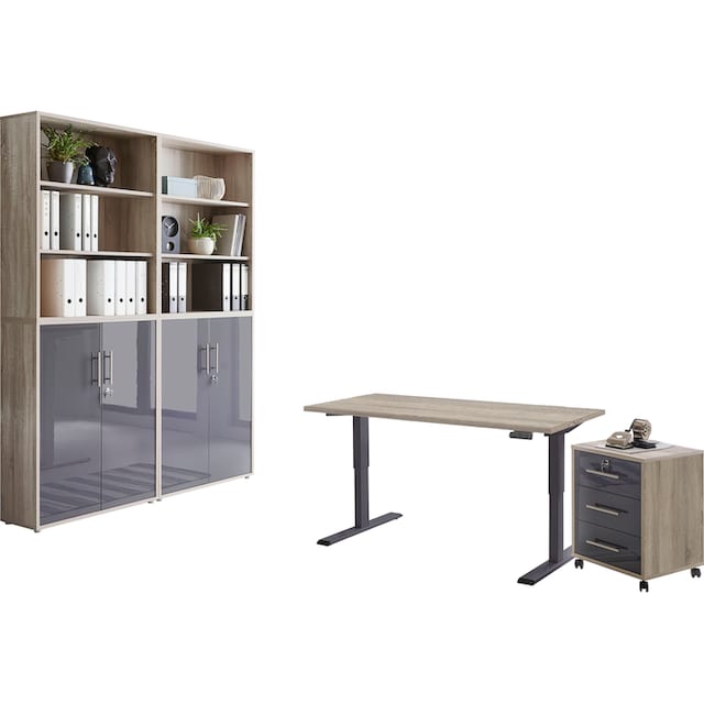 BMG Möbel Büromöbel-Set »Tabor«, (Set, 6 St.), mit elektrisch  höhenverstellbarem Schreibtisch im OTTO Online Shop