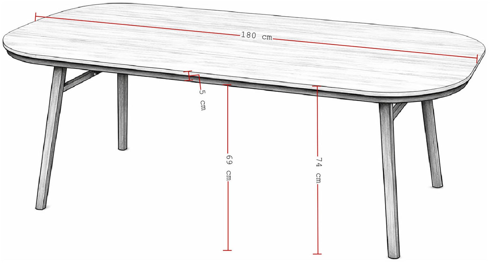 Destiny Esstisch »SAN MARINO Tisch, halboval 180x90x74cm, holzfarben«