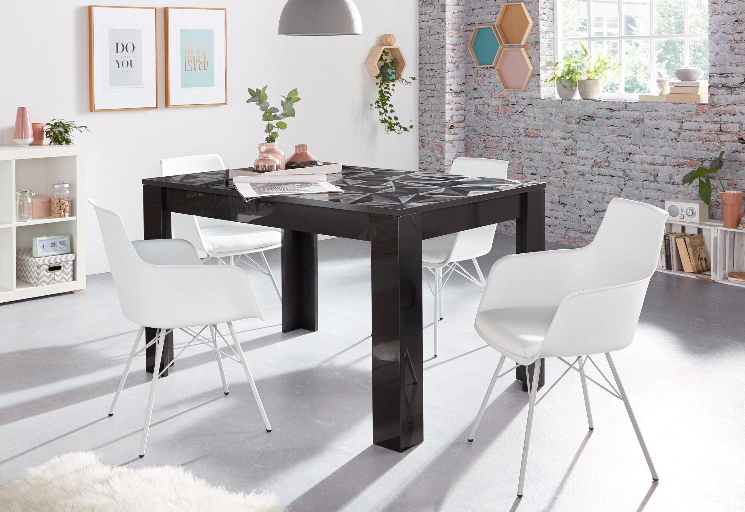 INOSIGN Esstisch »Prisma 137x90 cm, Esszimmertisch, ausziehbar, erweiterbar auf 185 cm«, rechteckig,Tischplatte Stärke 22 mm u. mit elegantem Siebdruck