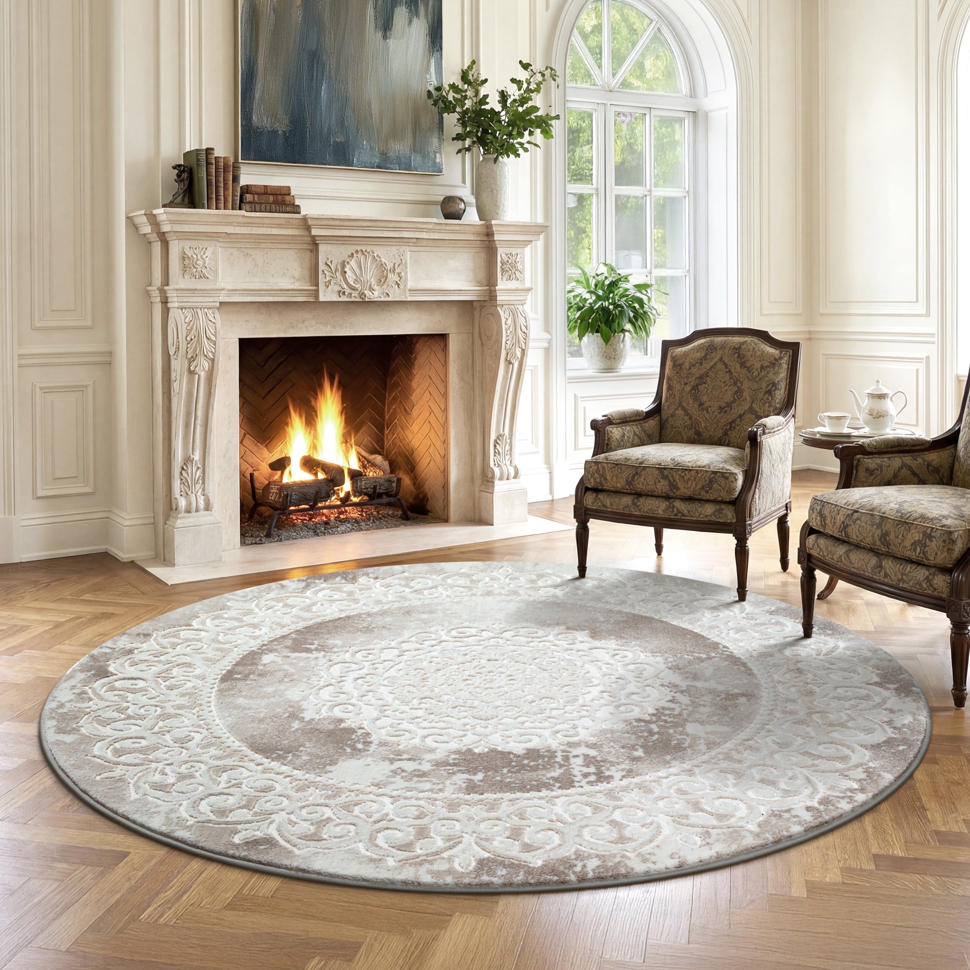 Sanat Teppich »Harmony 3205 , auch als Läufer und rund« rund 12 mm Höhe Wohnzimmer, Kurzflor, modern,  Orient Optik, Schlafzimmer