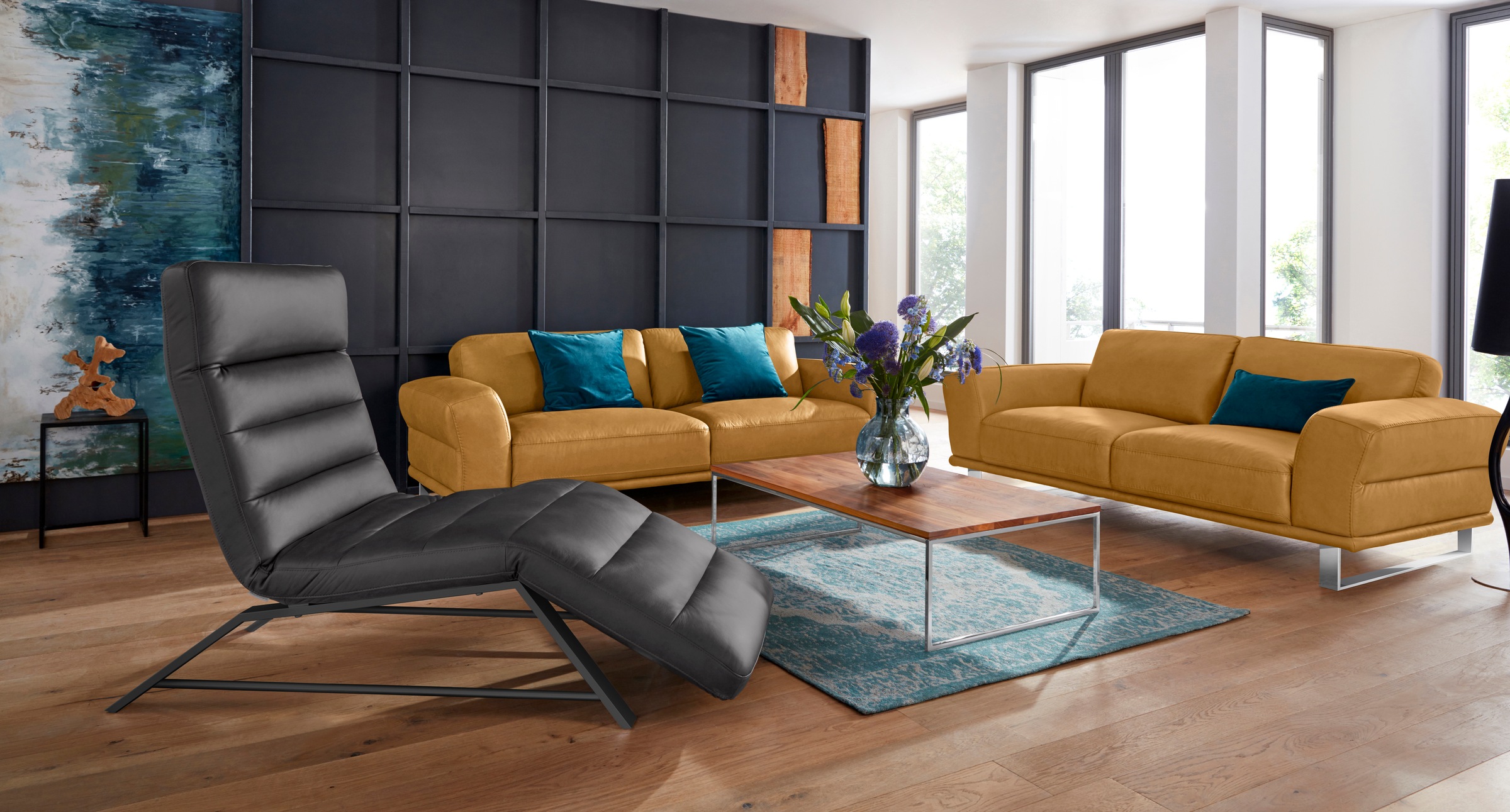 W.SCHILLIG 2,5-Sitzer »montanaa«, mit Metallkufen in Chrom glänzend, Breite 212 cm