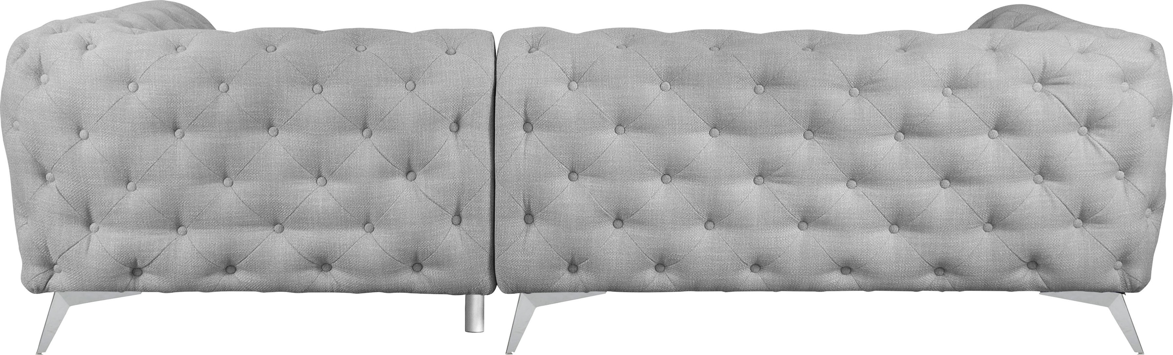 Leonique Chesterfield-Sofa »Ecksofa GLYNIS L-Form mit Wellenunterfederung, Maße B/T/H 264/204/75cm« aufwändige Knopfheftung, moderne Chesterfield Optik, Fußfarbe wählbar
