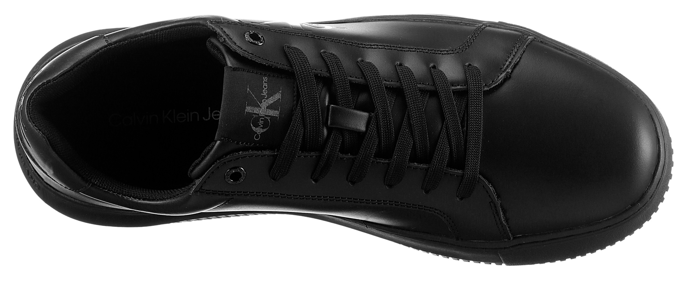 Calvin Klein Jeans Sneaker »CHUNKY CUPSOLE MONO LTH«, mit seitlichem Logoschriftzug, Freizeitschuh, Halbschuh, Schnürschuh