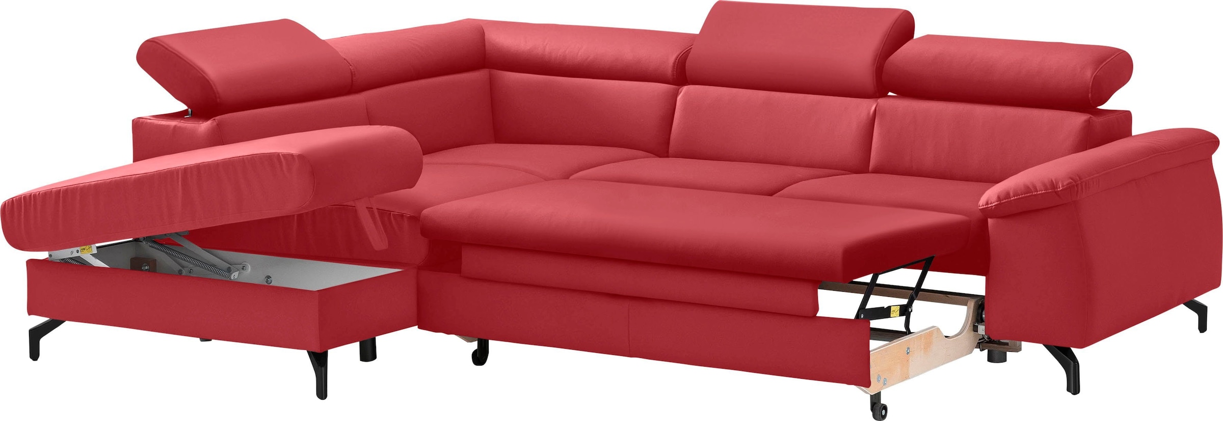 COTTA Polstergarnitur »Komaris L-Form«, (Set), Set bestehend aus: Ecksofa mit Kopfteilverstellung & Hocker