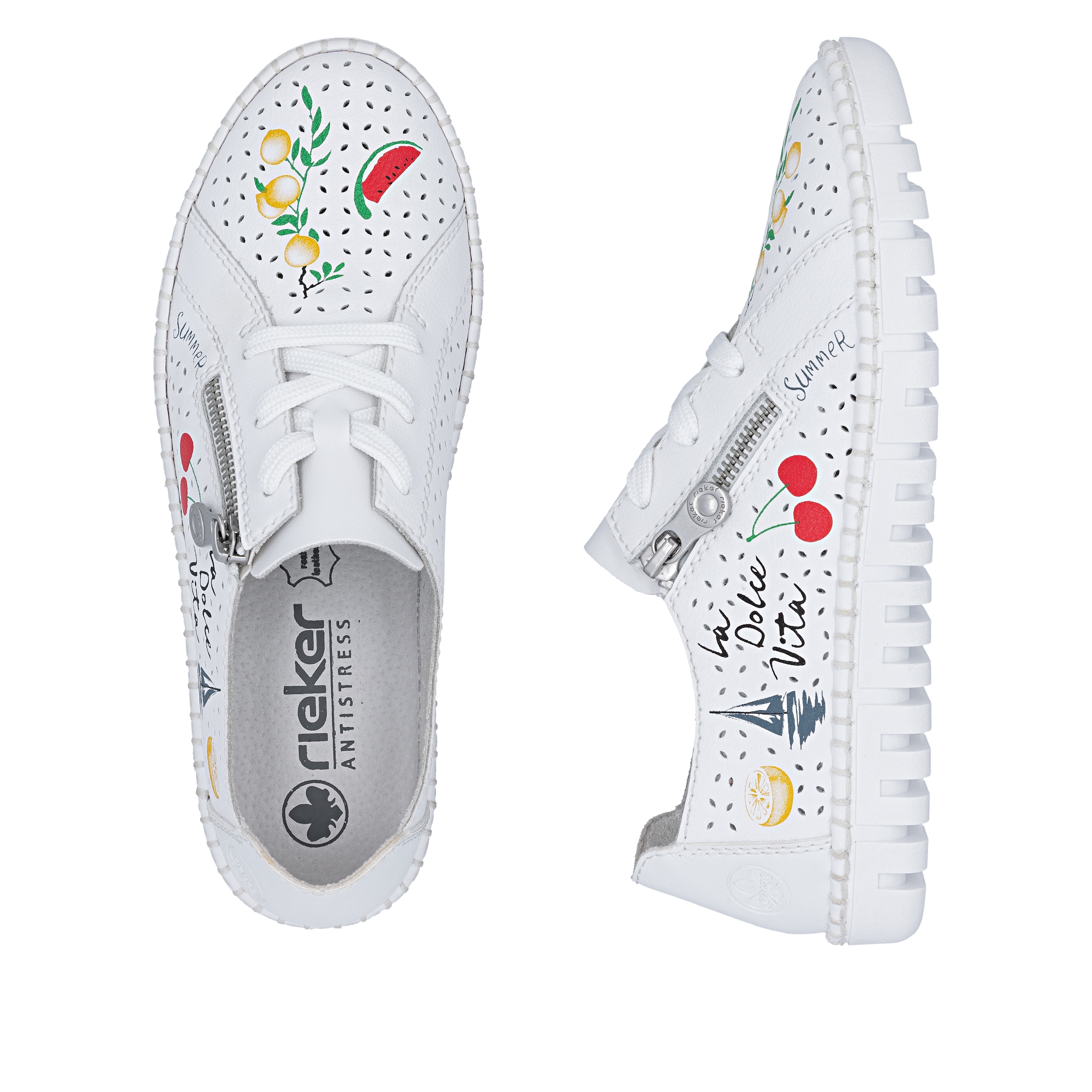 Rieker Schnürschuh  Sneaker, Halbschuh, Schnürer mit sommerlichem Motiv-Druck