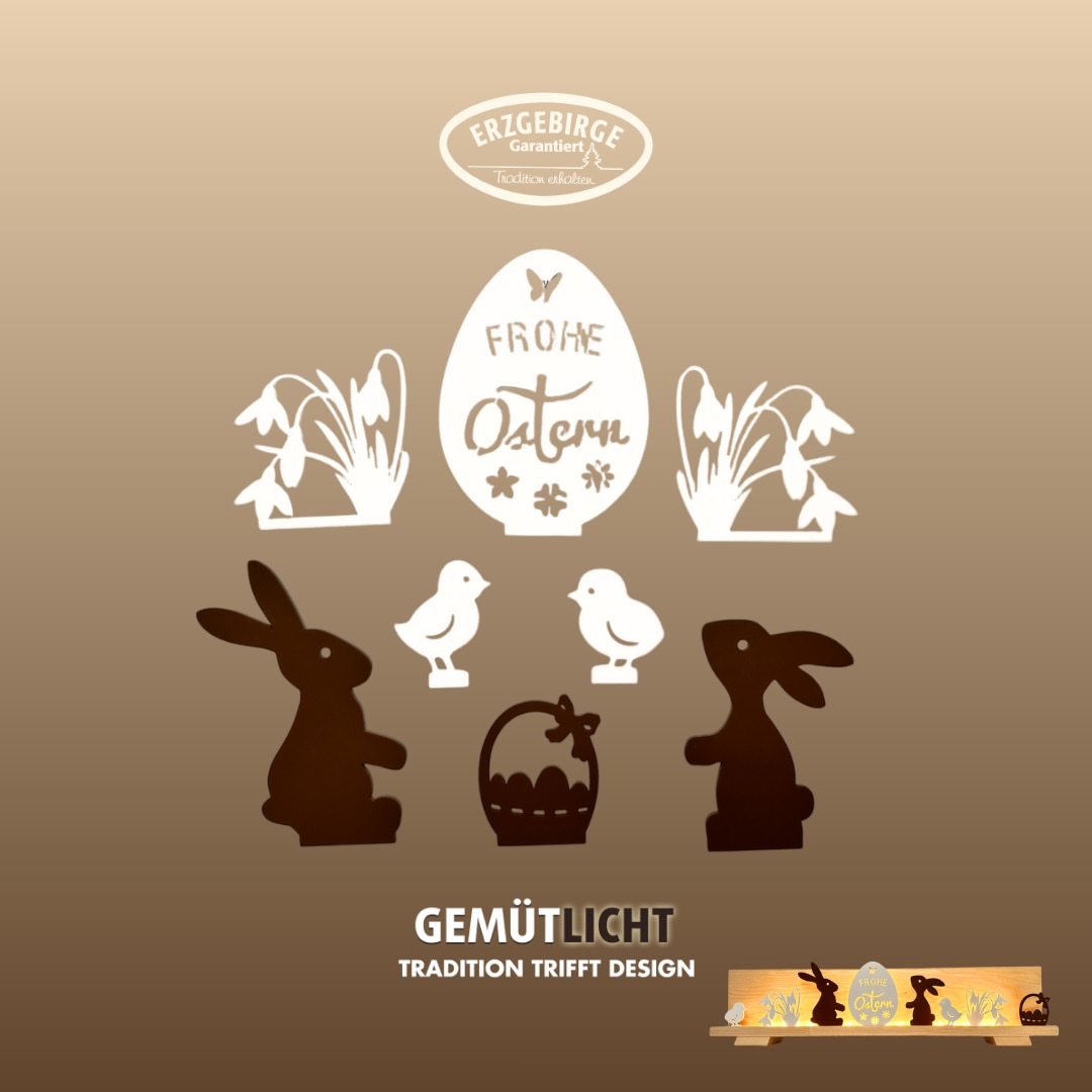 Weigla Dekofigur »Figurenset "Ostern" für WEIGLA Dekosockel, aus Holz« Erzgebirge garantiert, Deko für Ostern innen