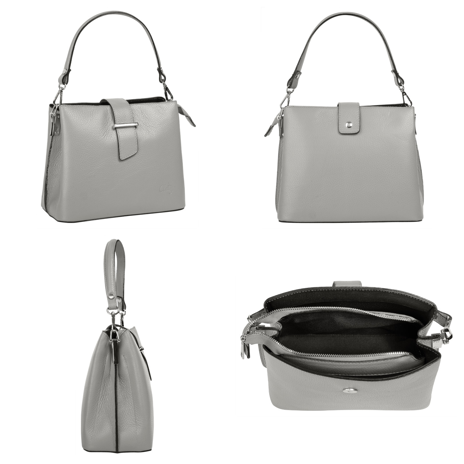 Cluty Henkeltasche, echt Leder, Made in Italy