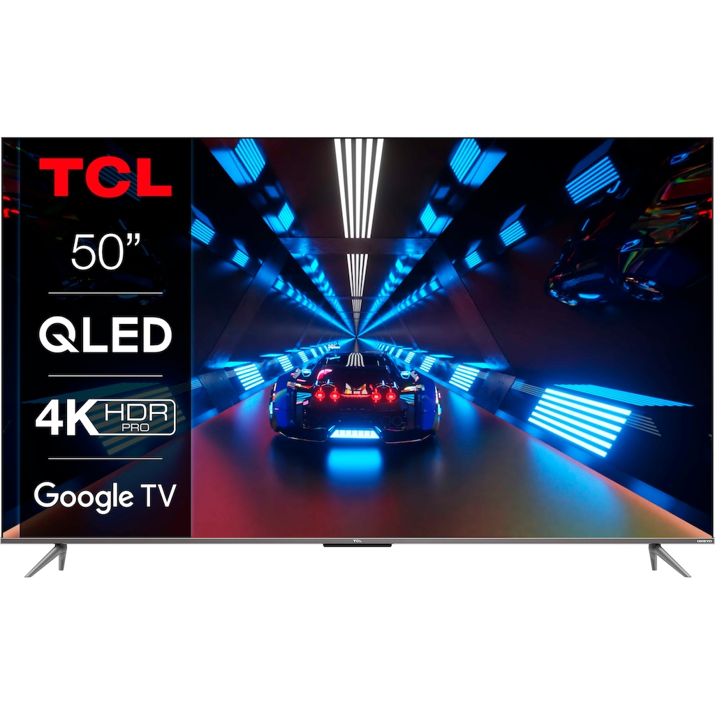 TCL QLED-Fernseher »50C735X2«, 126 cm/50 Zoll, 4K Ultra HD, Smart-TV-Google TV, HDR Premium, Dolby Atmos, HDMI 2.1, Metallgehäuse, ONKYO-Sound