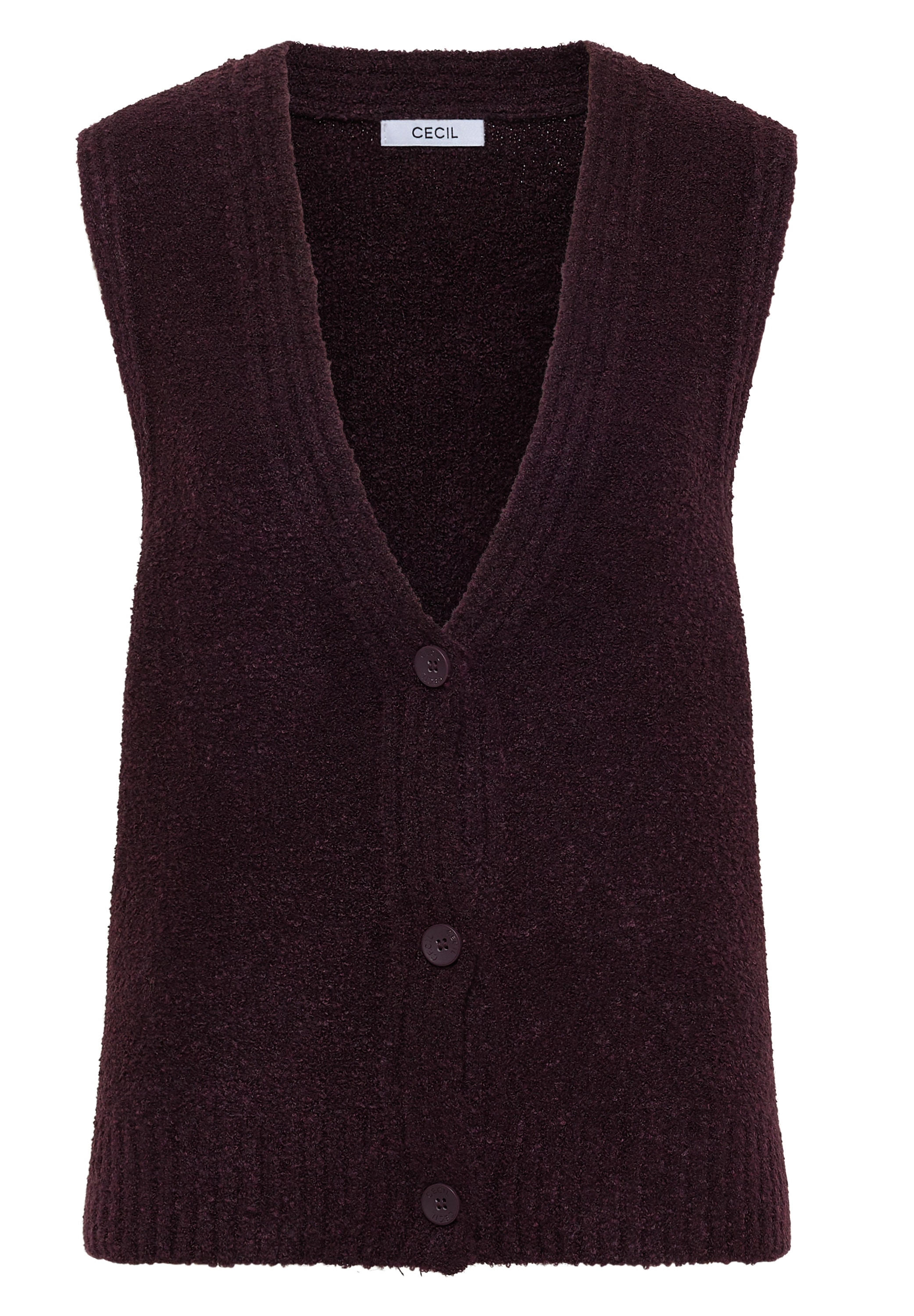 Cecil Strickweste mit Bouclé-Struktur und V-Ausschnitt