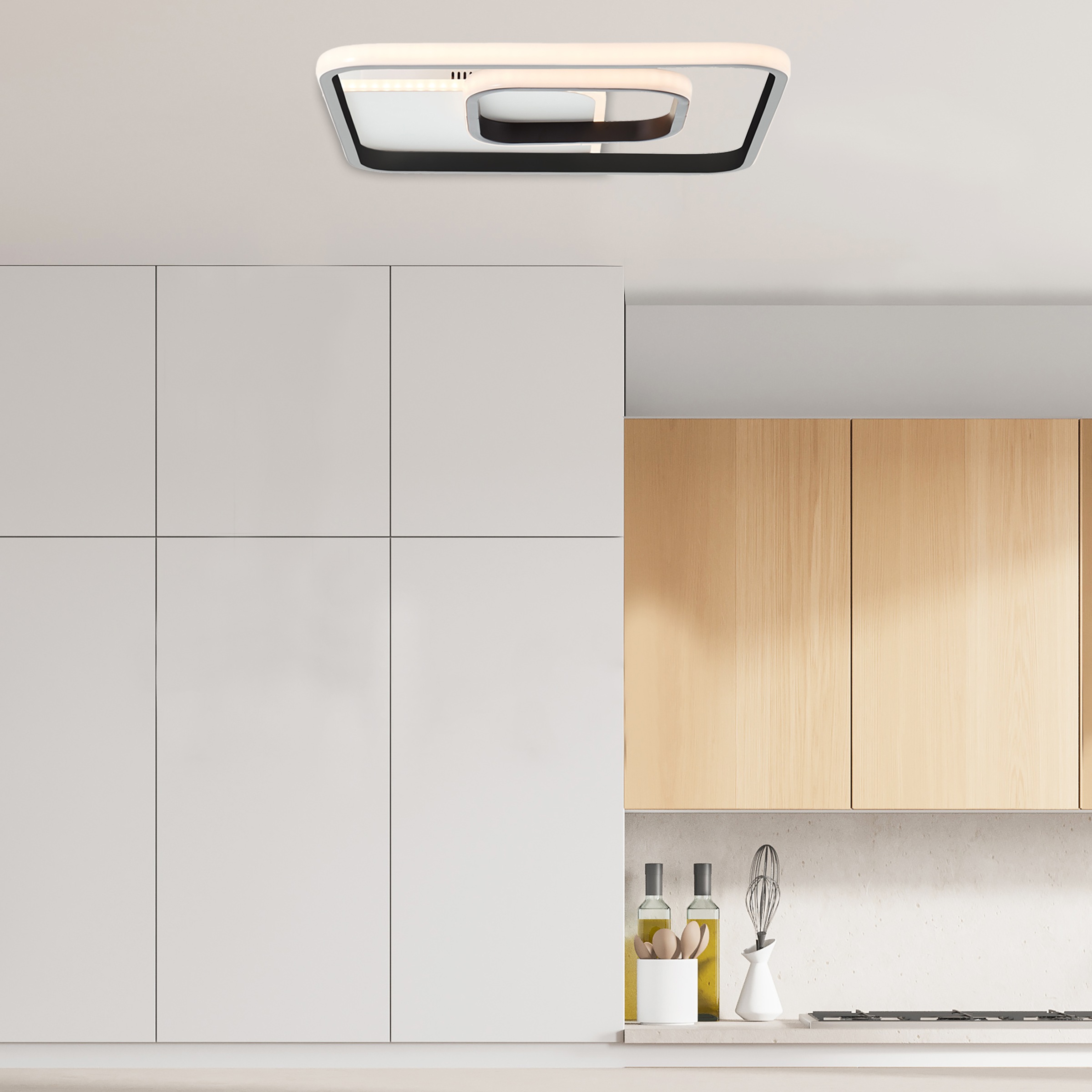 Brilliant LED Deckenleuchte »Merapi« LED-Modul 1 Stk. Warmweiß 41 x 41 cm, 3600 lm, warmweißes Licht, Metall/Kunststoff, weiß/schwarz