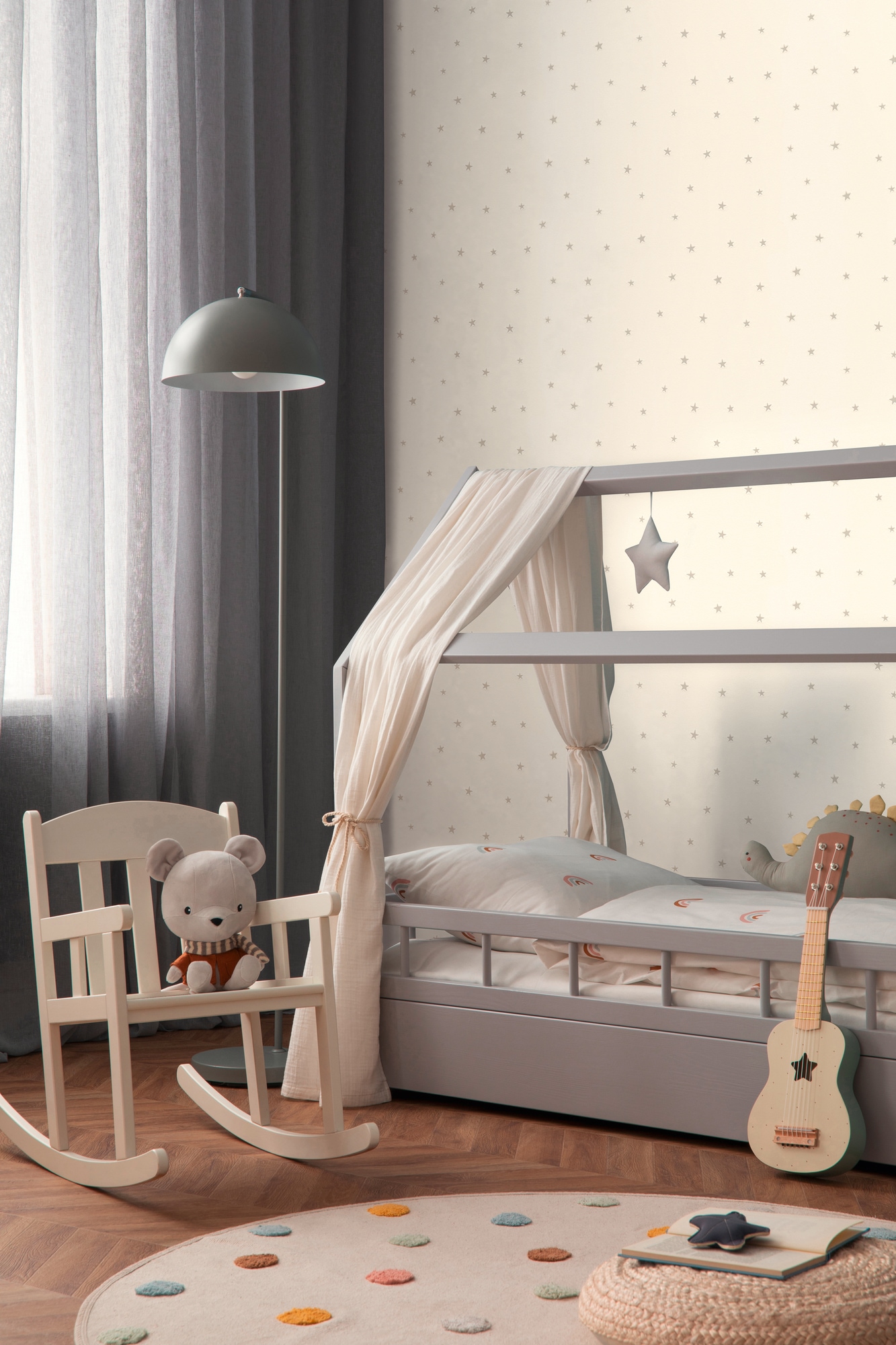 living walls Vliestapete »Kids Studio Sterne – Kinderzimmer Vliestapete mit Leuchteffekt« Motiv | gemustert | leicht glänzend glatt Sterne mit Leuchteffekt im Dunkeln auf glatter Vliesoberfläche