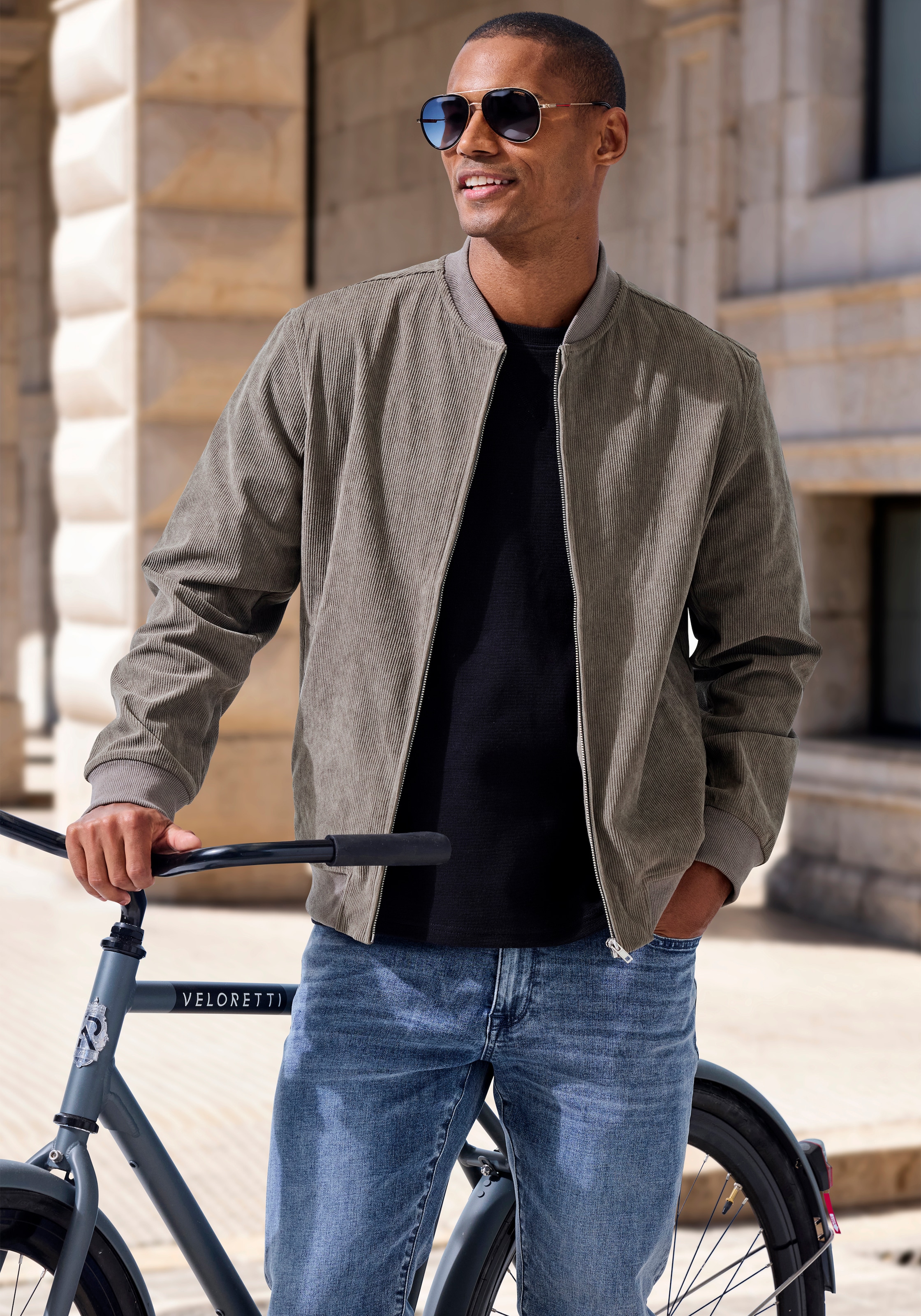 H.I.S Cordjacke »- Blouson mit Reißverschluss« , Pilotenjacke / Übergangsjacke aus Cord, regular fit