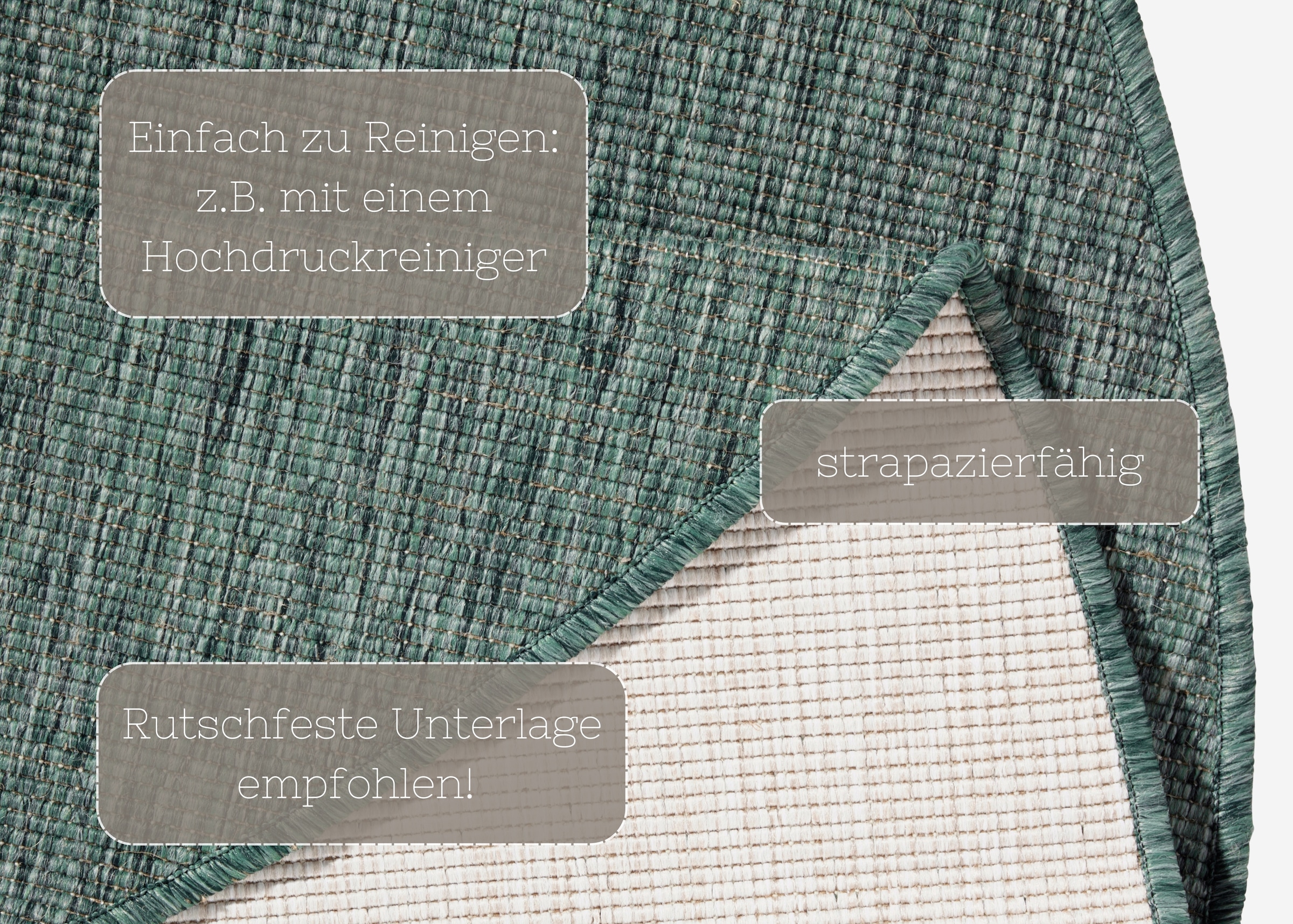 NORTHRUGS Teppich »Miami«, rund, 5 mm Höhe, In-& Outdoor, Wetterfest, Balkon, Garten, Wohnzimmer, Wasserfest