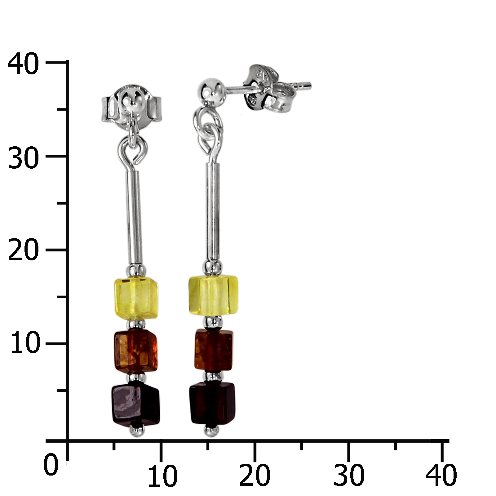 OSTSEE-SCHMUCK Paar Ohrhänger »- Würfel - Silber 925/000 - Bernstein«