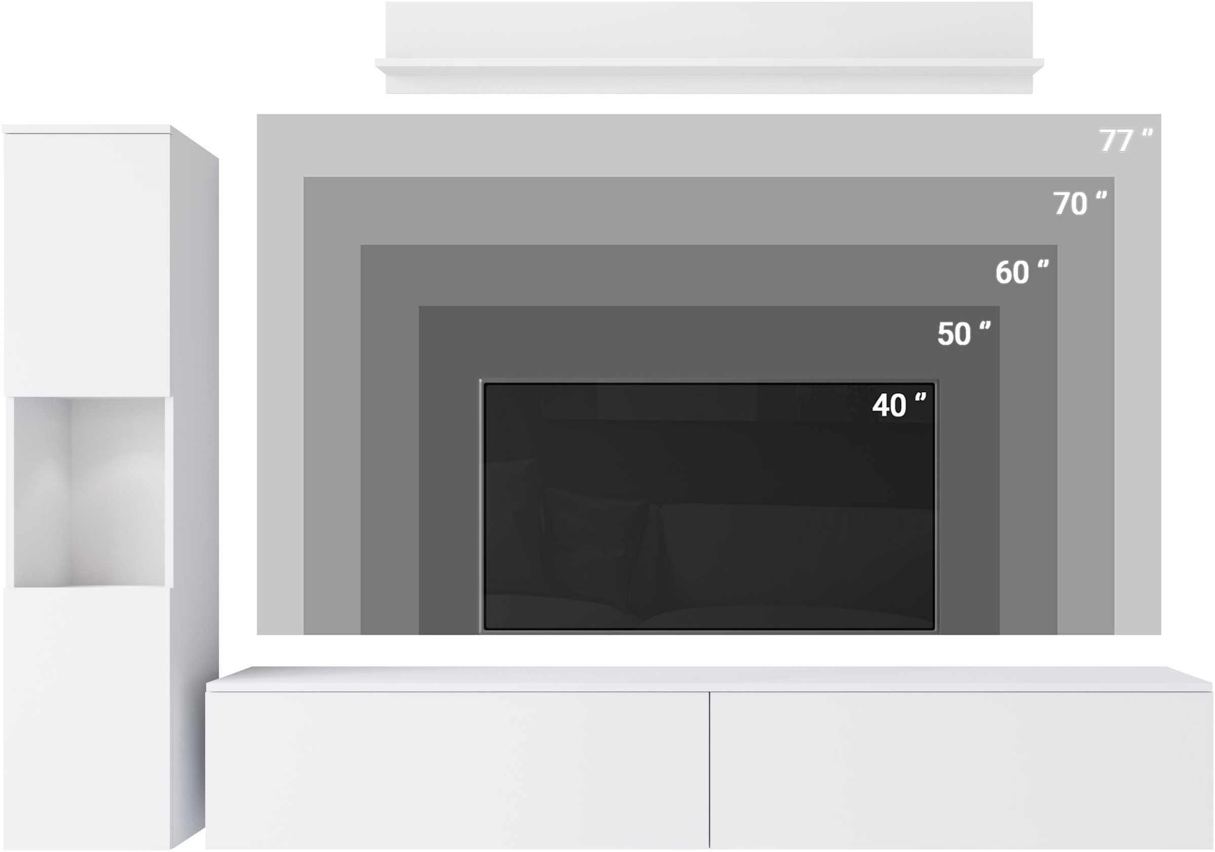 OTTO home Wohnwand »PARIS, Vitrine Türanschlag links/rechts wechselbar« Komplett-Set, 3 Stk. tlg.
