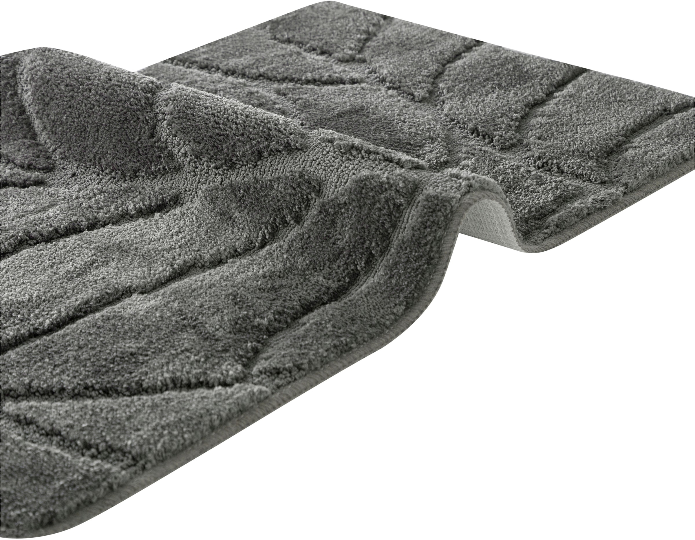 my home Badematte »Epense, Badvorleger, Badezimmer Teppich, Duschvorleger«, rutschhemmend beschichtet, fußbodenheizungsgeeignet-schnell trocknend, Badteppich, Uni Farben, Blätter, Blattstruktur, Hoch-Tief Effekt