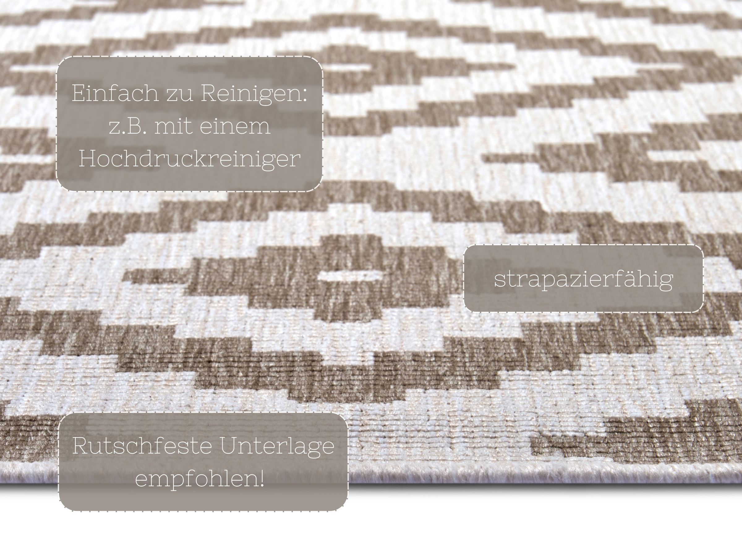 NORTHRUGS Teppich »Malta Wendeteppich«, rechteckig, 5 mm Höhe, In-& Outdoor, Wetterfest, Balkon, Terrasse, Raute, Läufer, Wohnzimmer