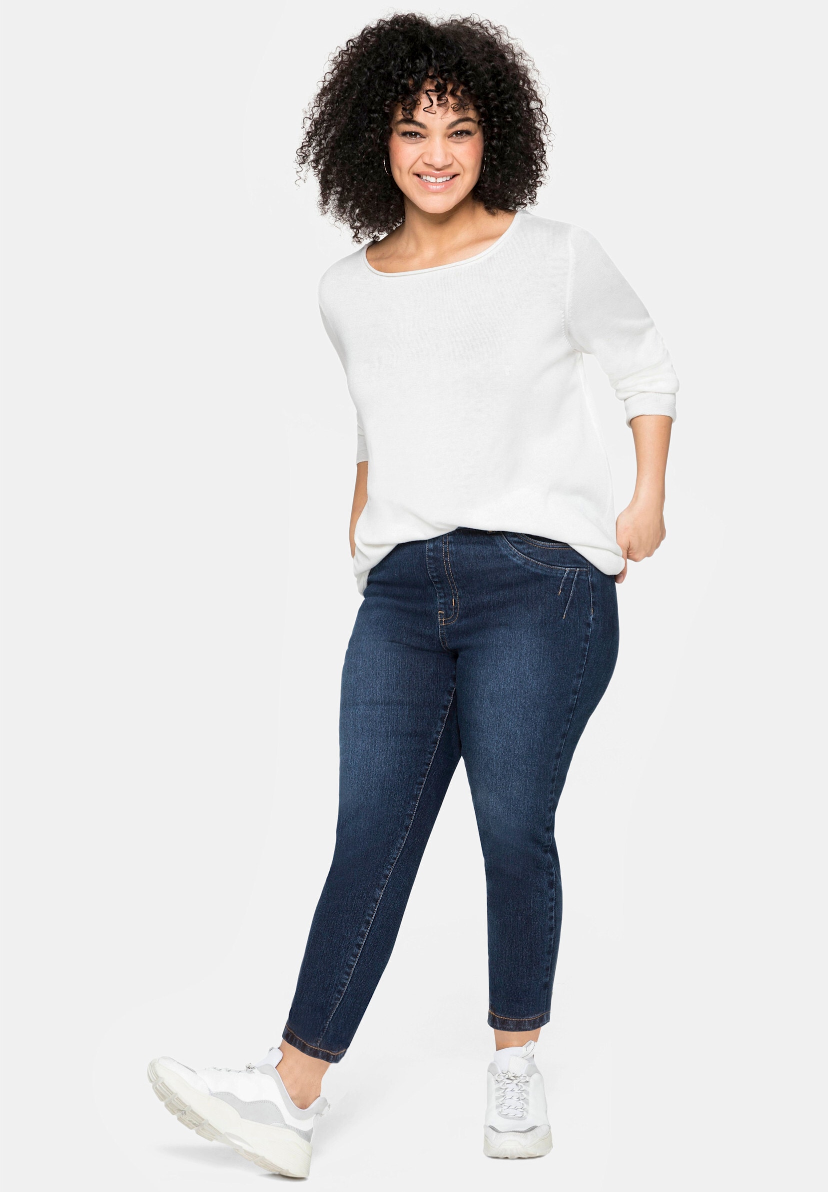 Sheego Jeansleggings »Stretch-Jeans Jeggings mit Gürtelschlaufen« mit Gummibund und Gürtelschlaufen