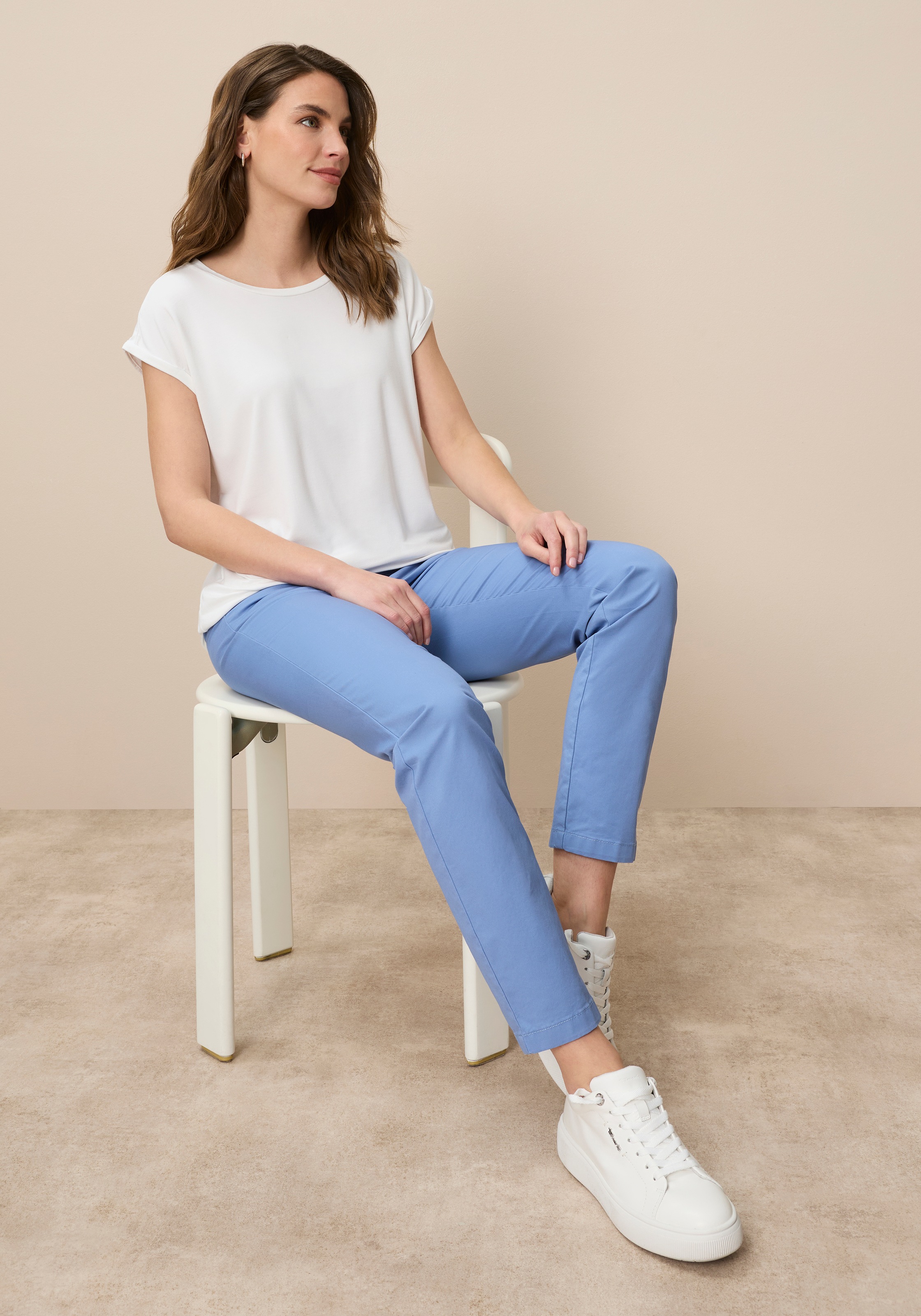 Tamaris T-Shirt Regular Fit, mit überlappenden Schultern, Kurzarm mit Aufschlag