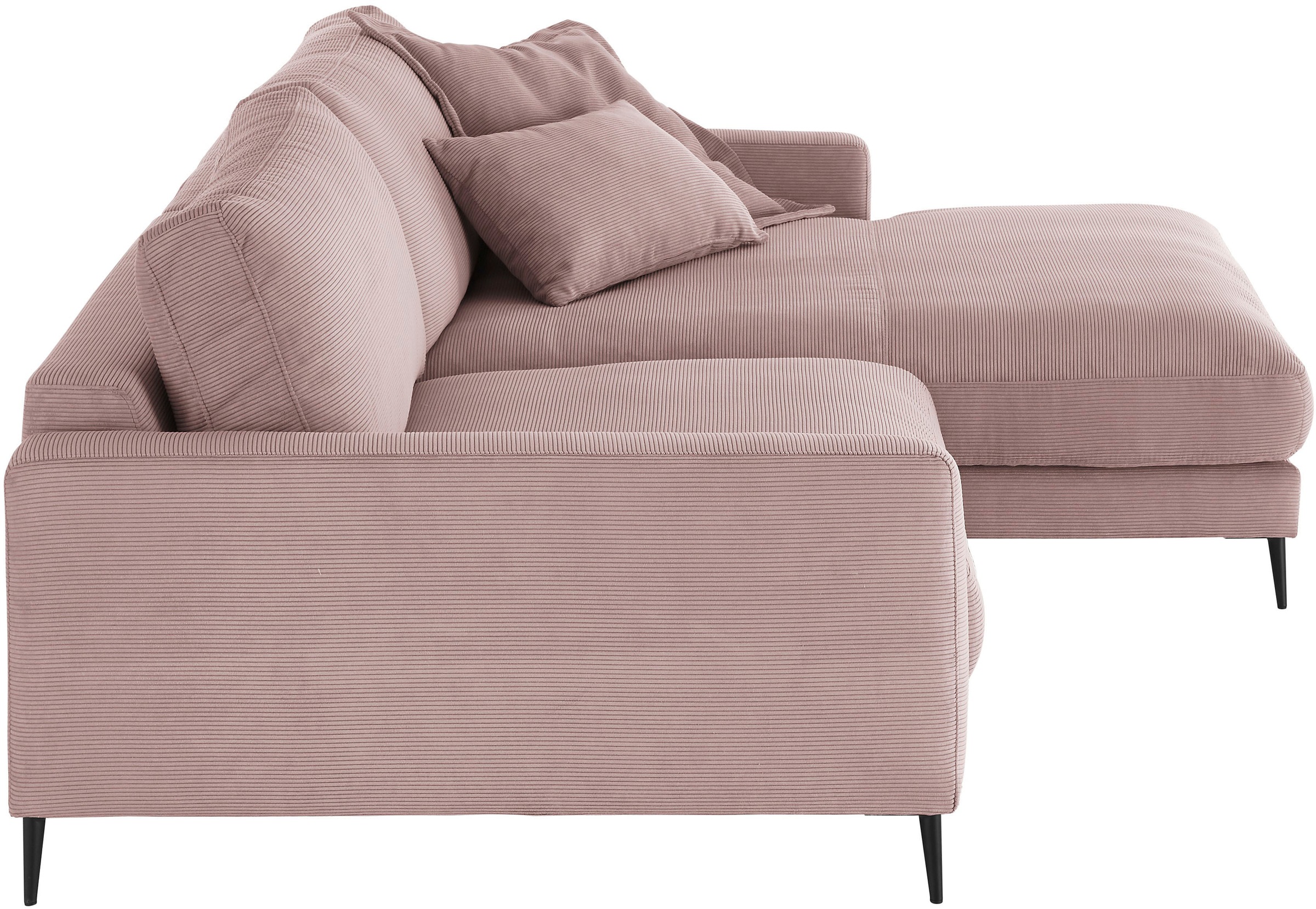 Home affaire Ecksofa »Downtown, B/T/H: 272/190/84 cm L-Form« weicher Sitzkomfort auch in Cord und Bouclé, incl. Zierkissen